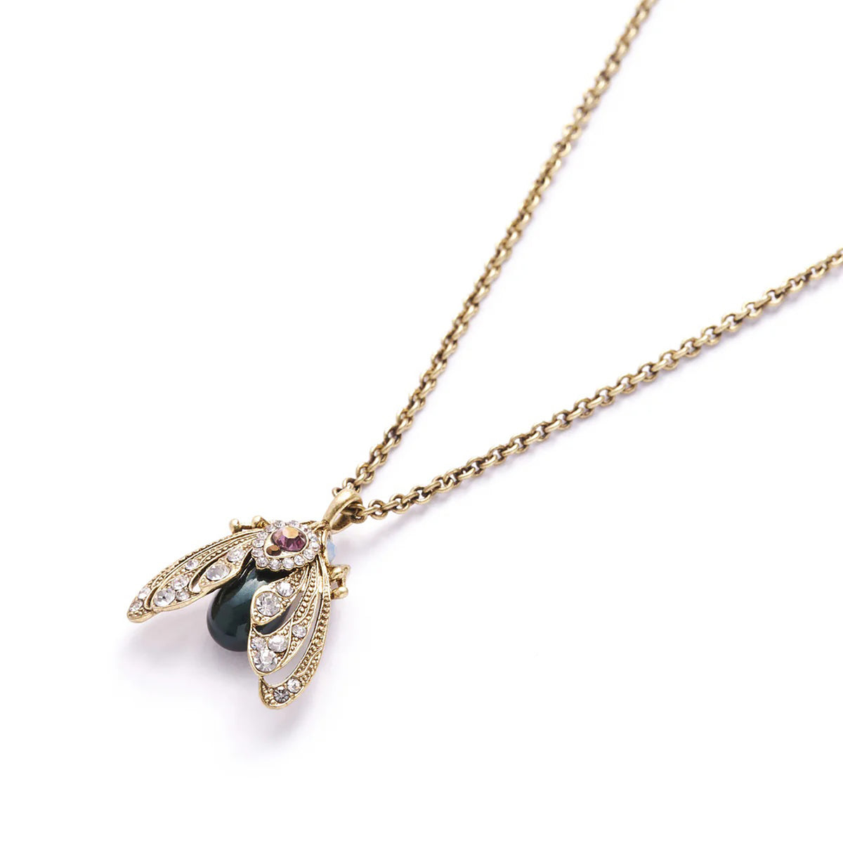 Bejeweled Moth Pendant Necklace