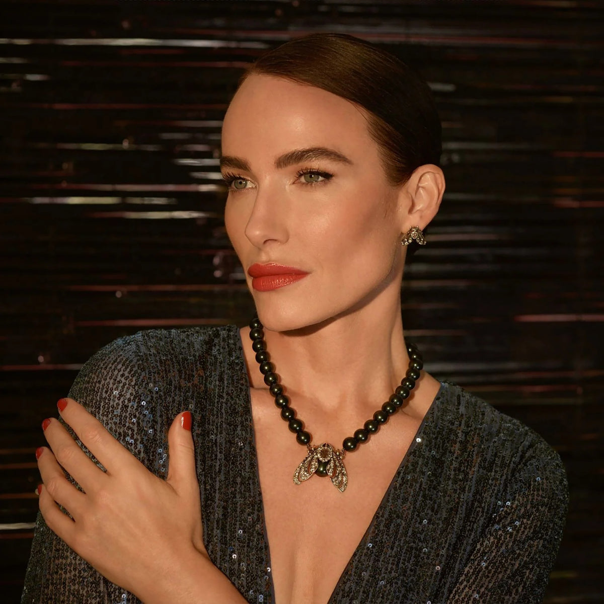 Bejeweled Moth Statement Necklace