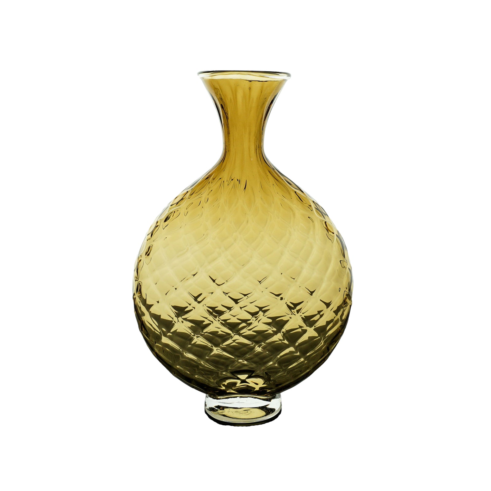 Amber colored textured vase on a white background