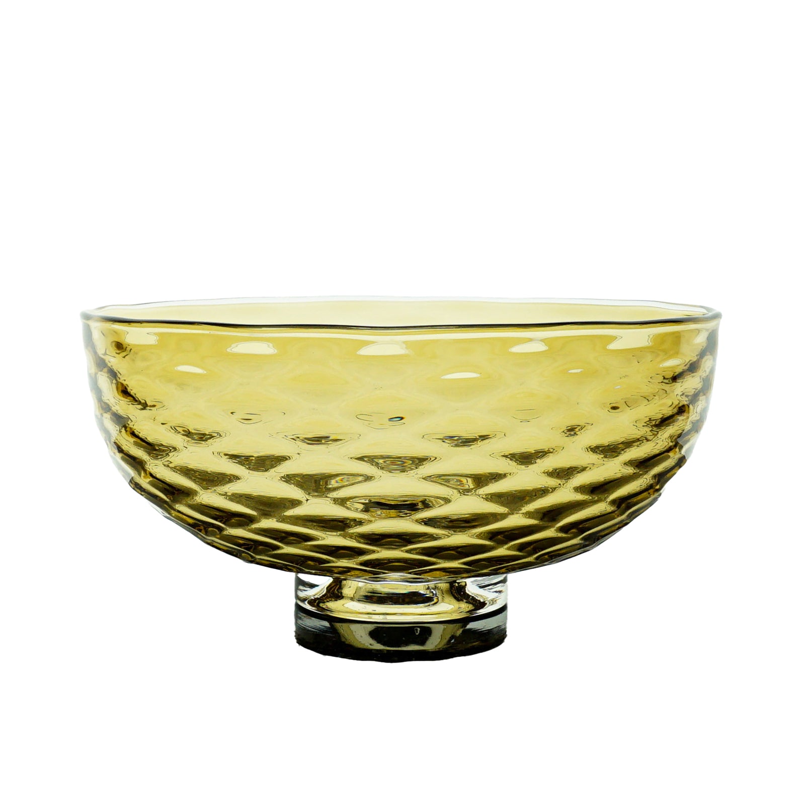 Bronze color glass bowl with textured surface on a white background