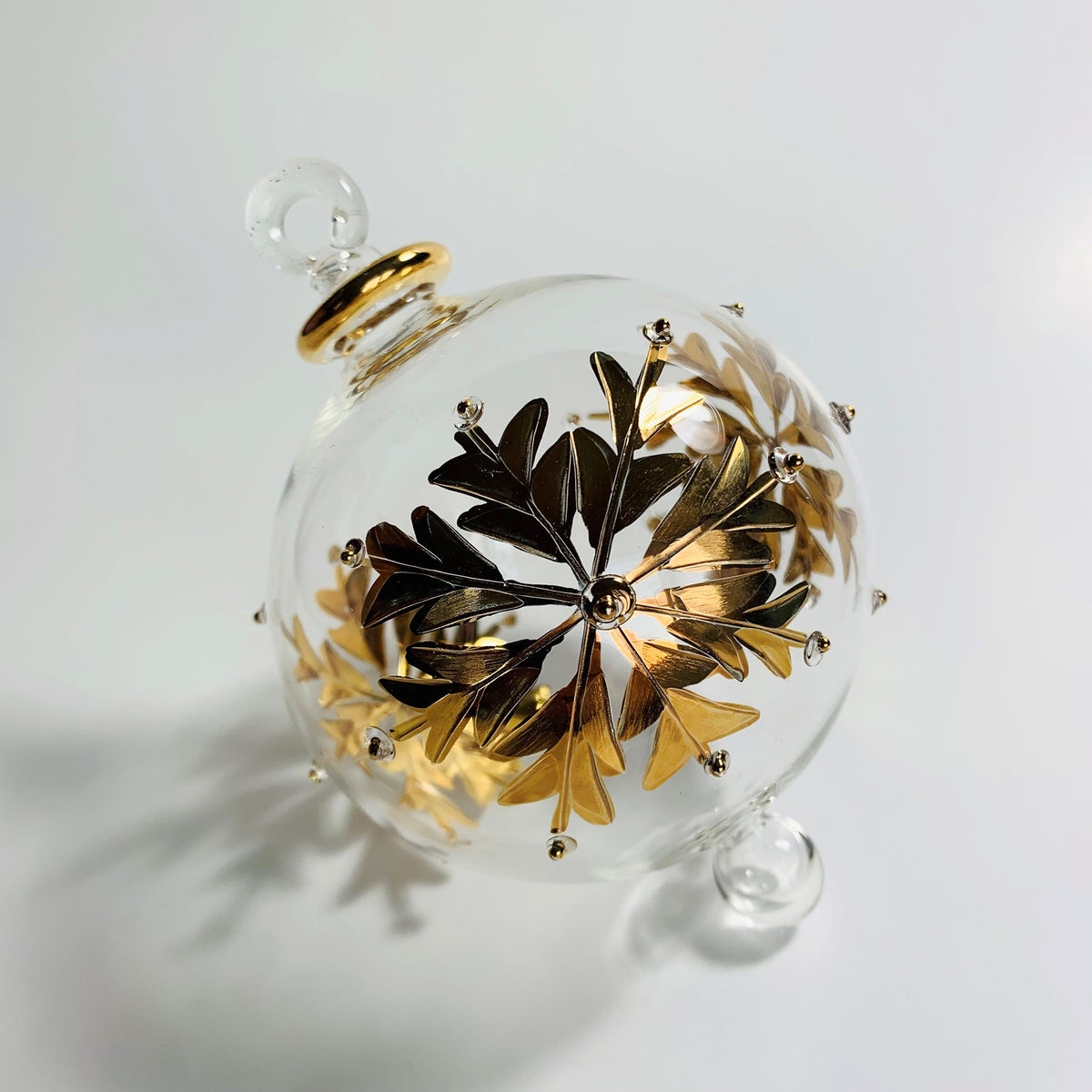 Blown Glass Ornament - Gold Snowflake