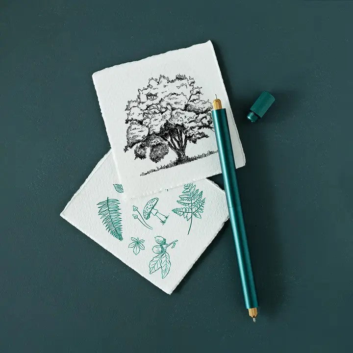 Green pen on a white background