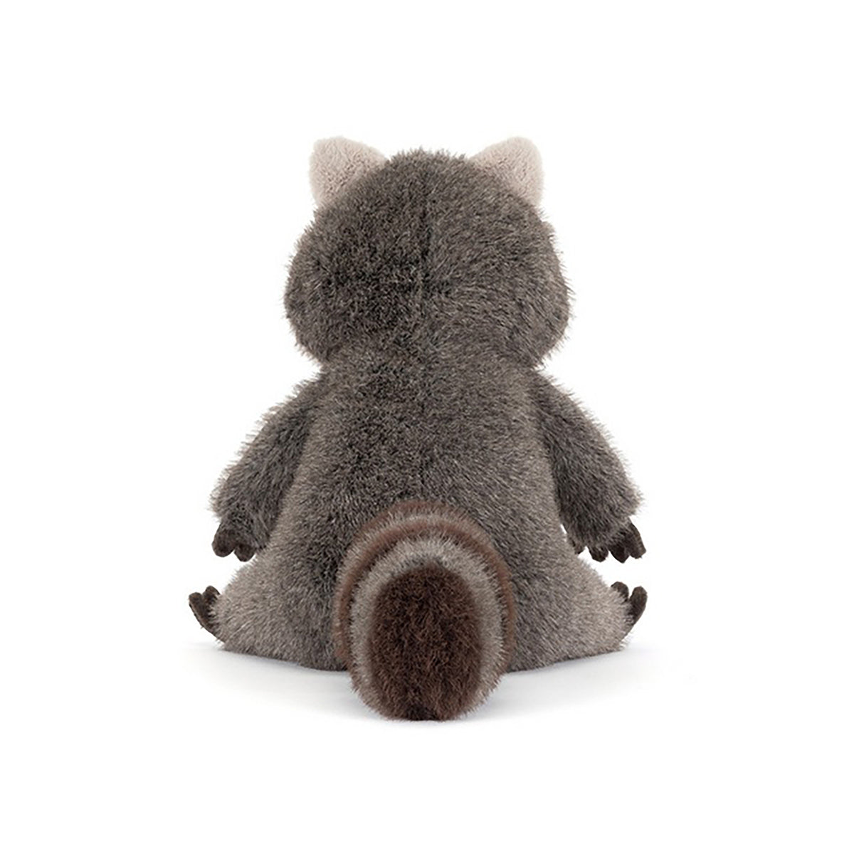 Plush raccoon toy on a white background