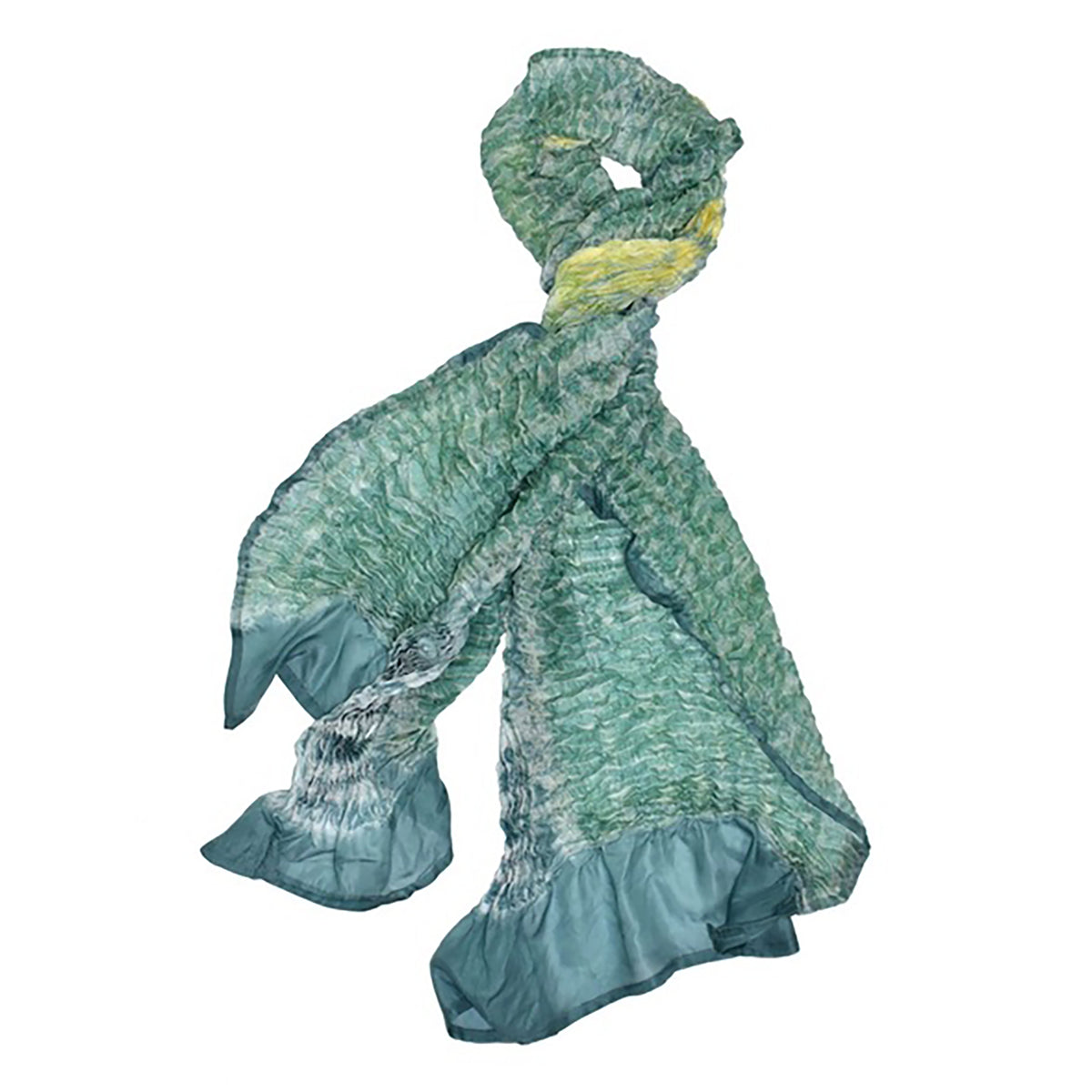 Sivek Shibori Silk Scarf - Gray/Teal