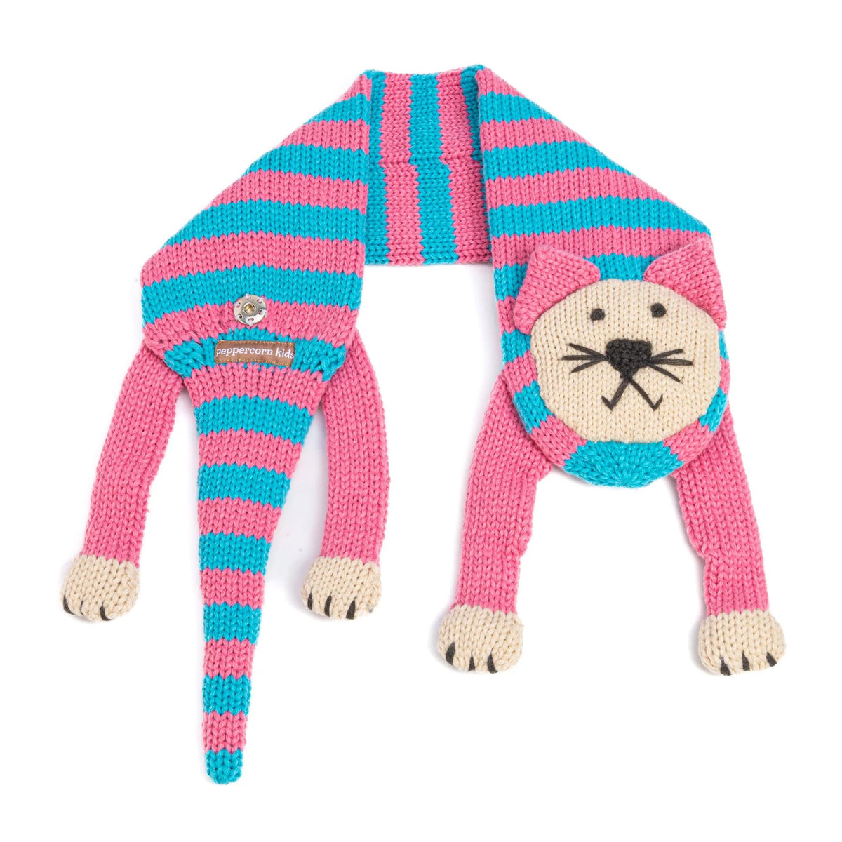 Knitted Cat Scarf - Pink & Blue