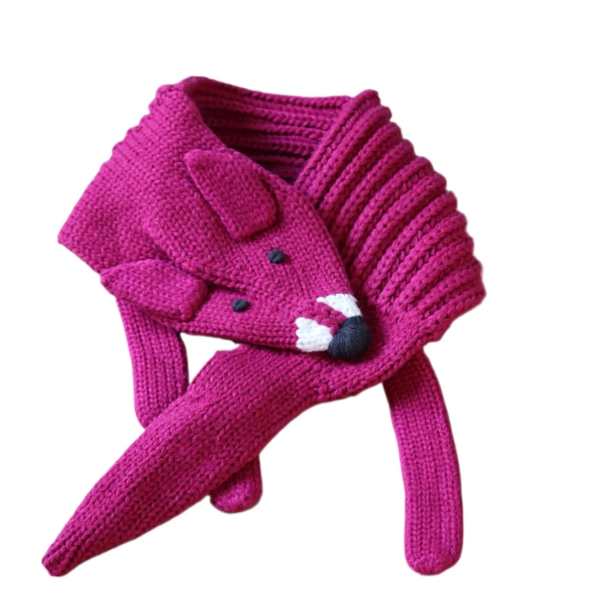Knit Fox Scarf - Plum