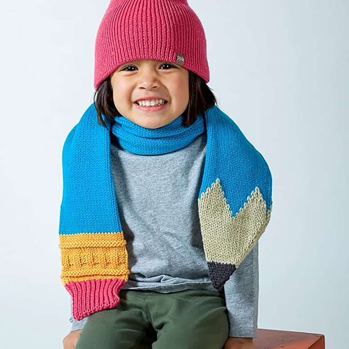 Knitted Pencil Scarf - Blue