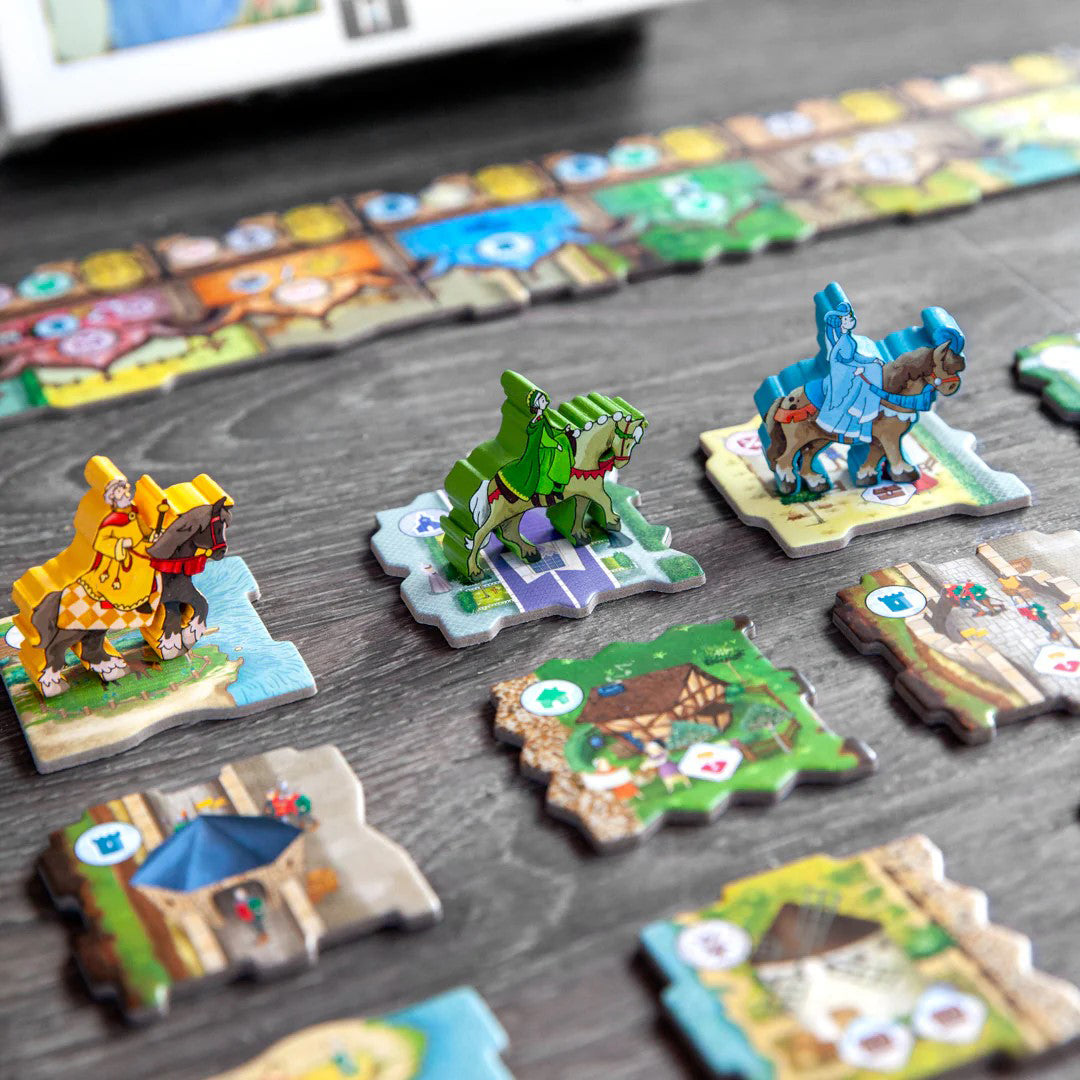 Board game box titled 'Middle Ages' with colorful illustrations on a white background