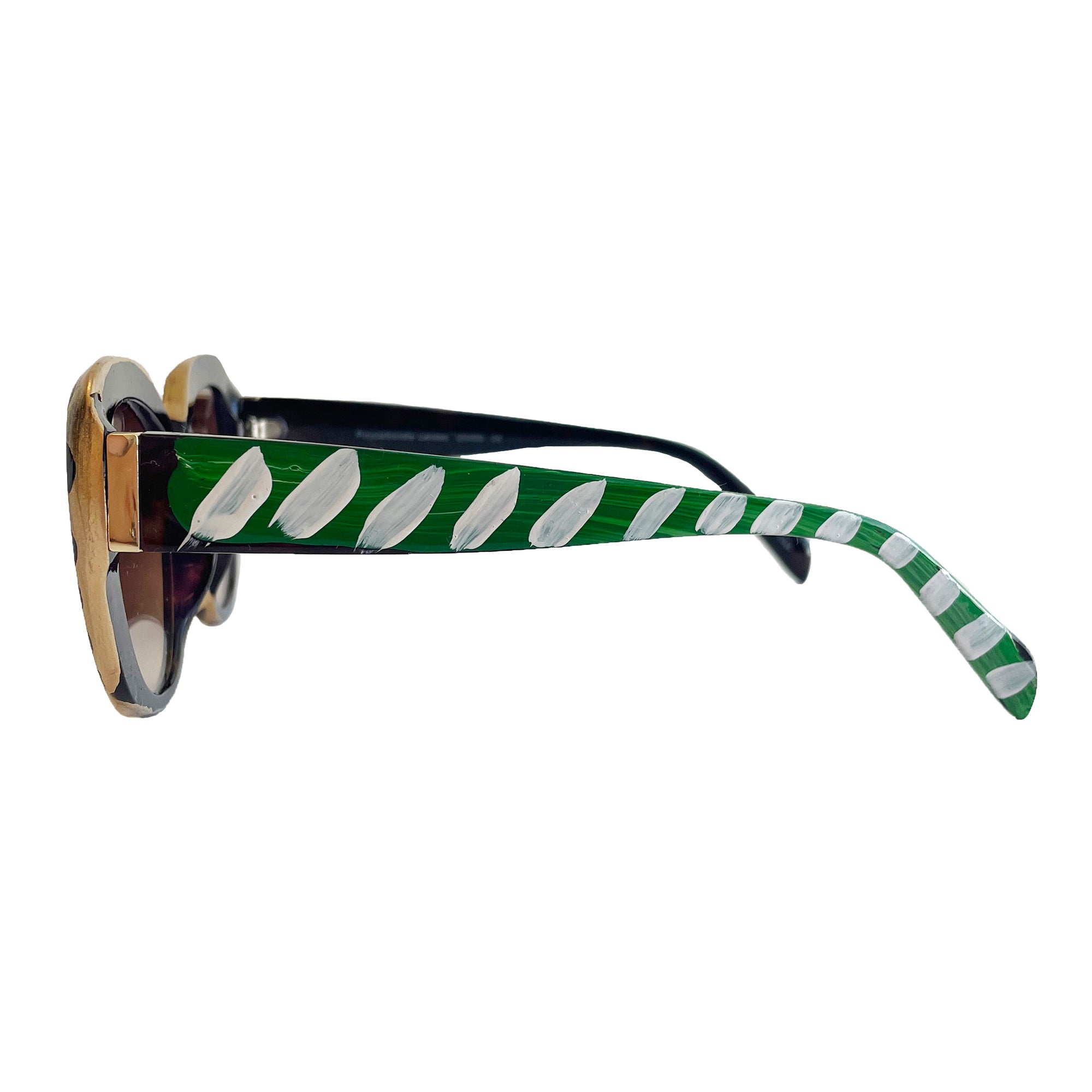 Sunglasses with decorative frame on a white background