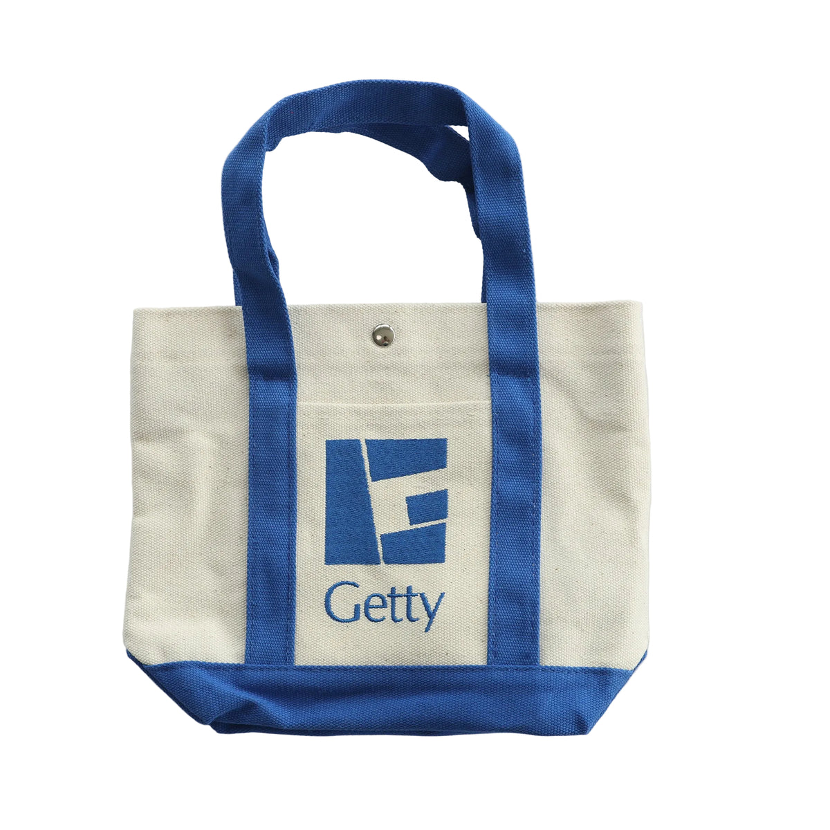 Mini Canvas Tote with Getty G Mark and Getty Written on it 