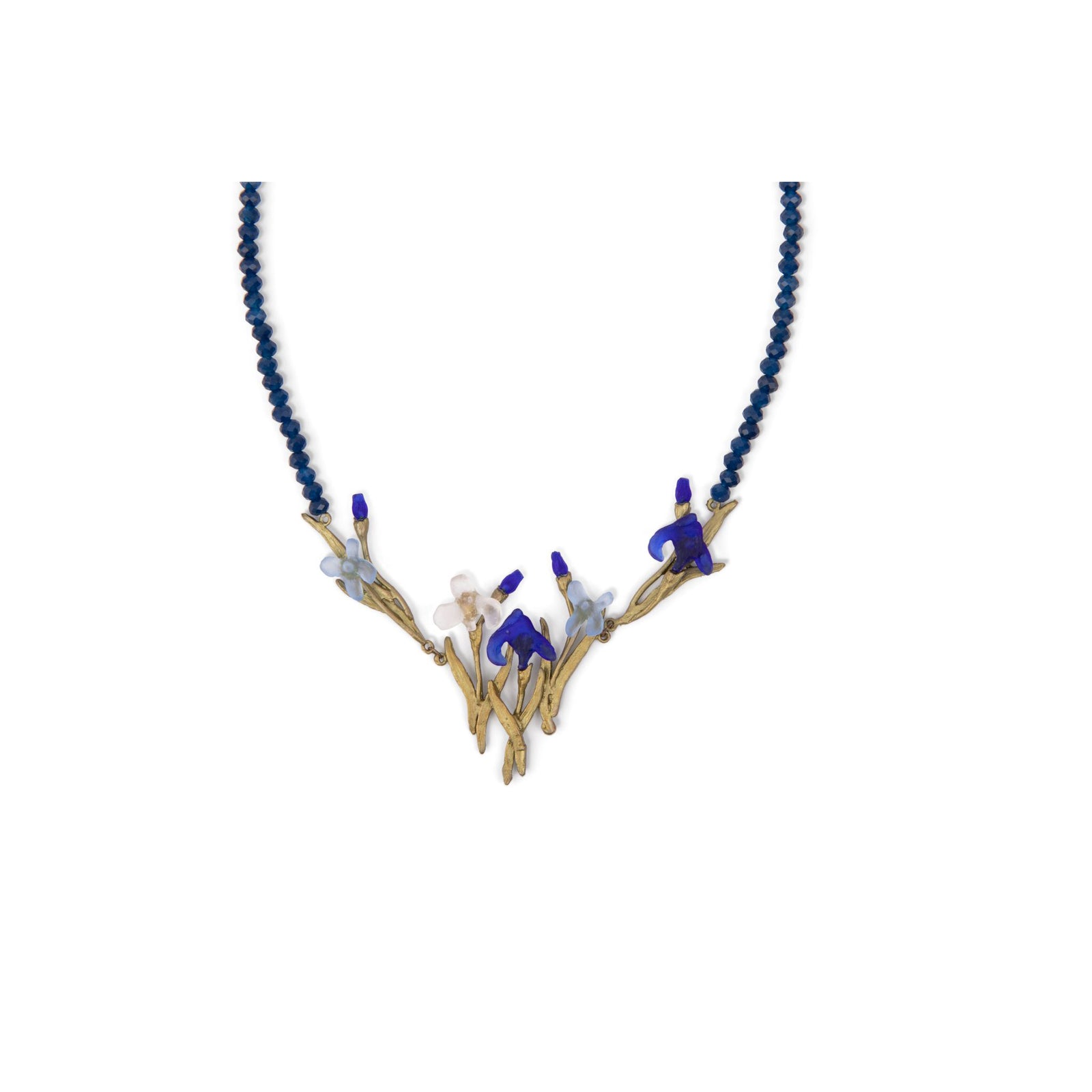 Blue Lapis necklace with statement glass irises