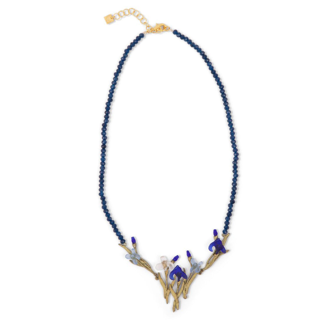 Blue Lapis necklace with statement glass irises