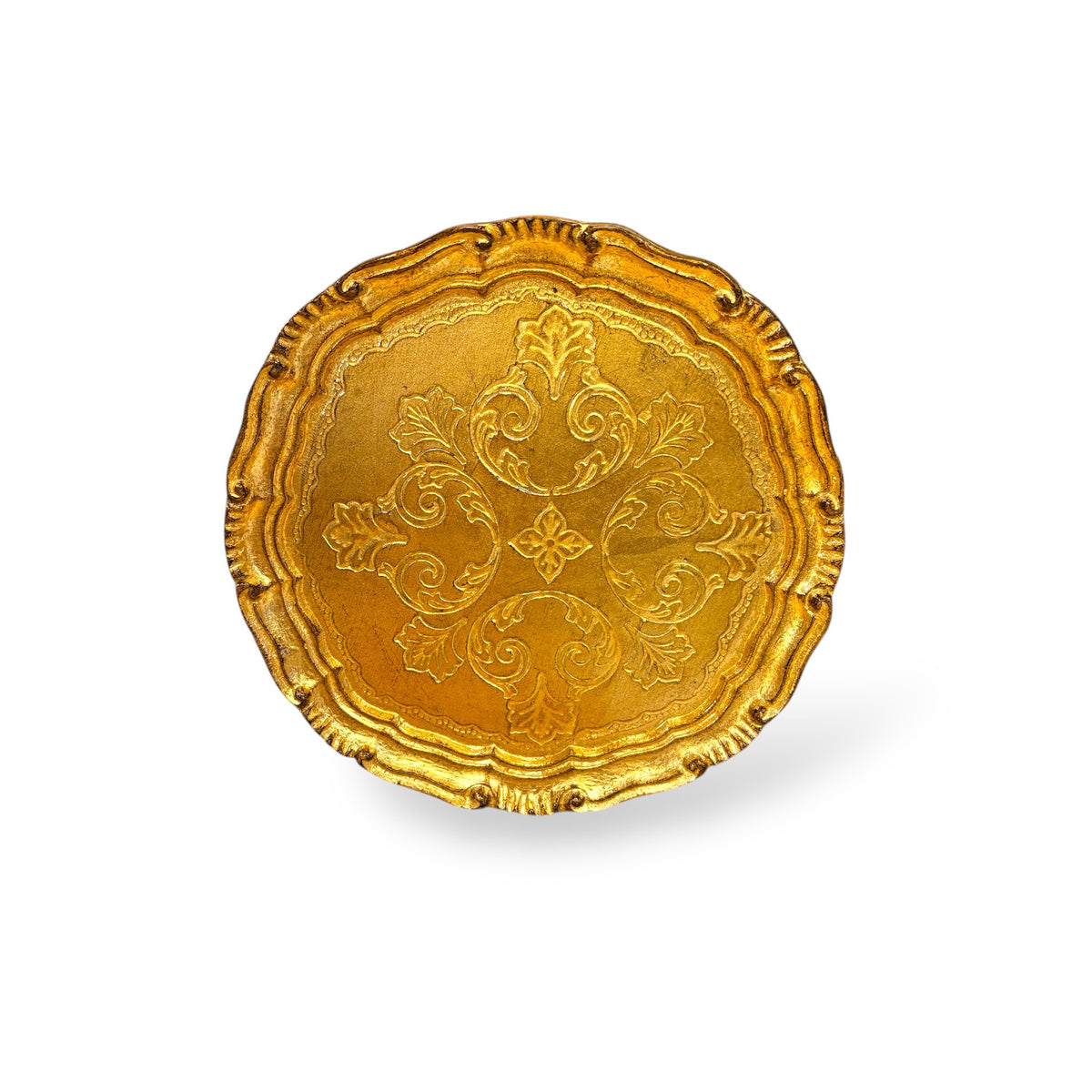 Florentine Carved Wood Plate - Gold