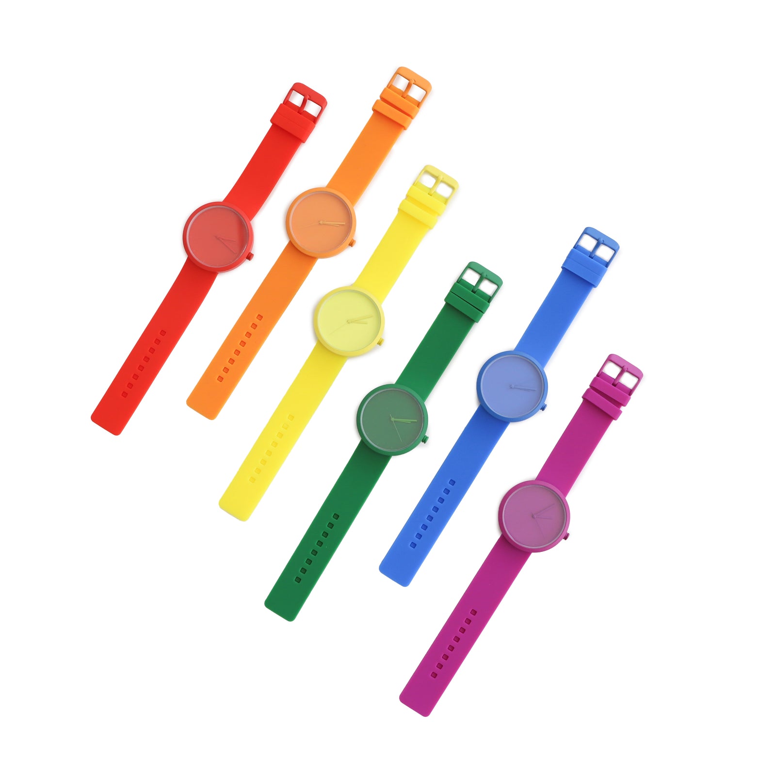 Red watch with a matching strap on a white background