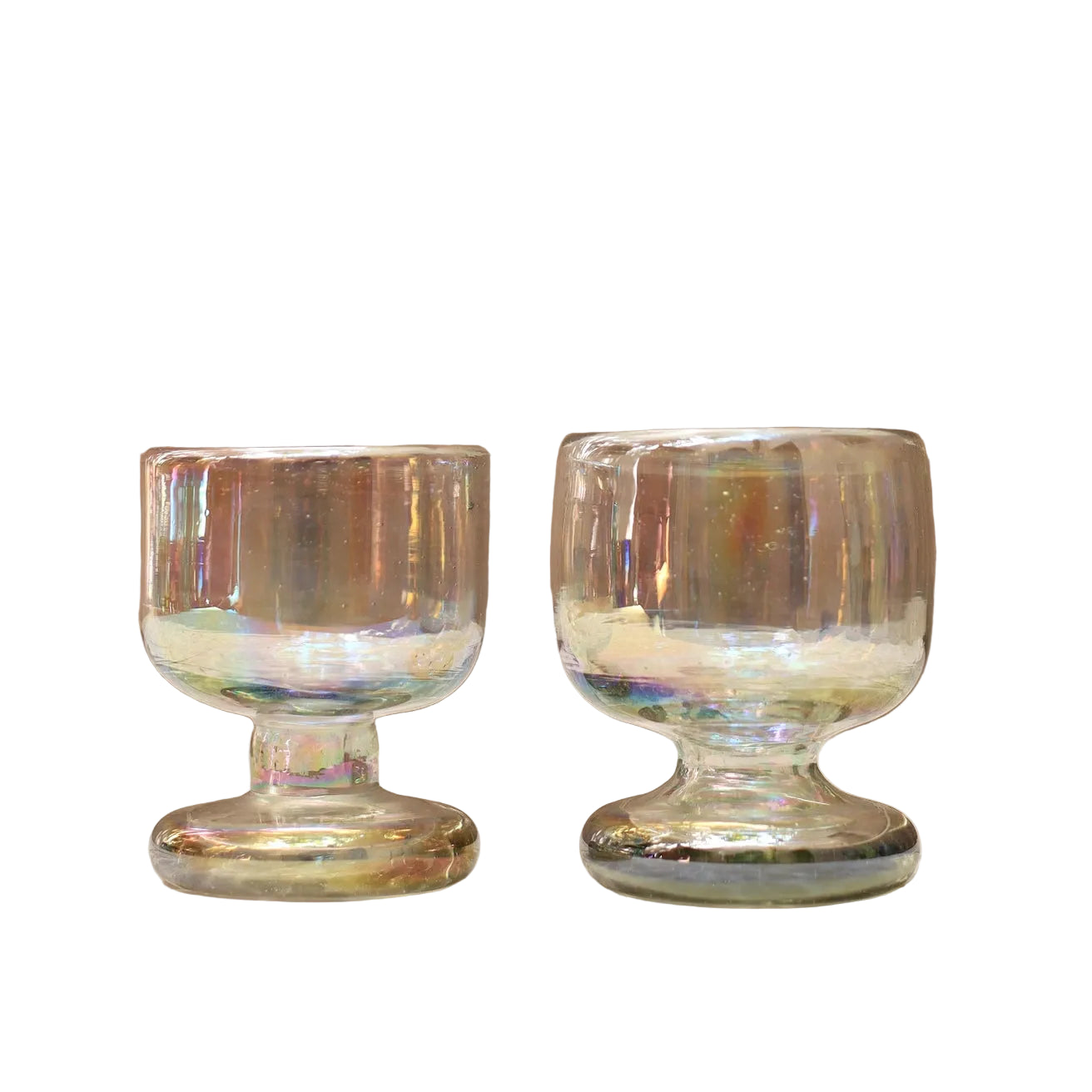 Two iridescent glasses