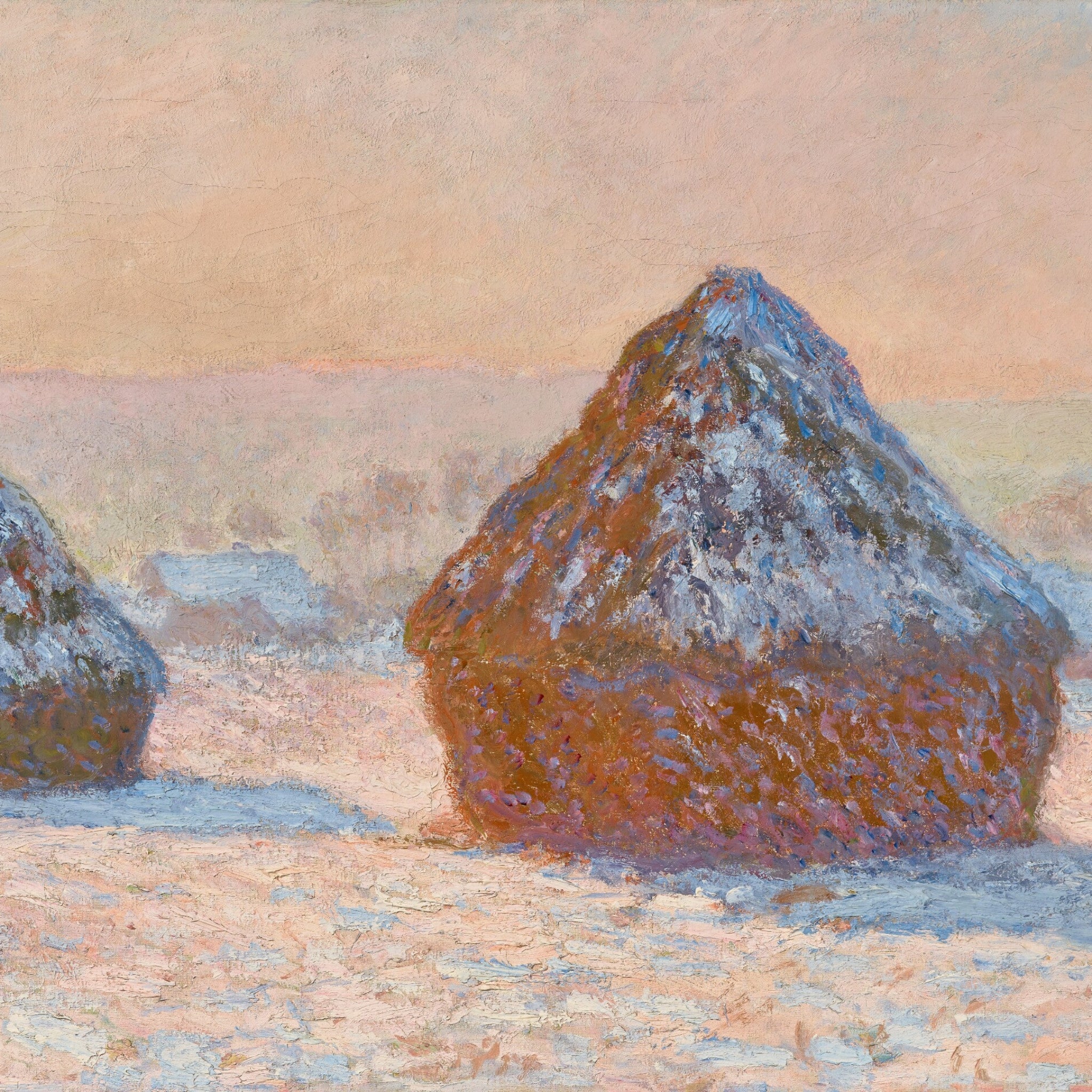 Wheatstacks, Snow Effect, Morning by Claude Monet
