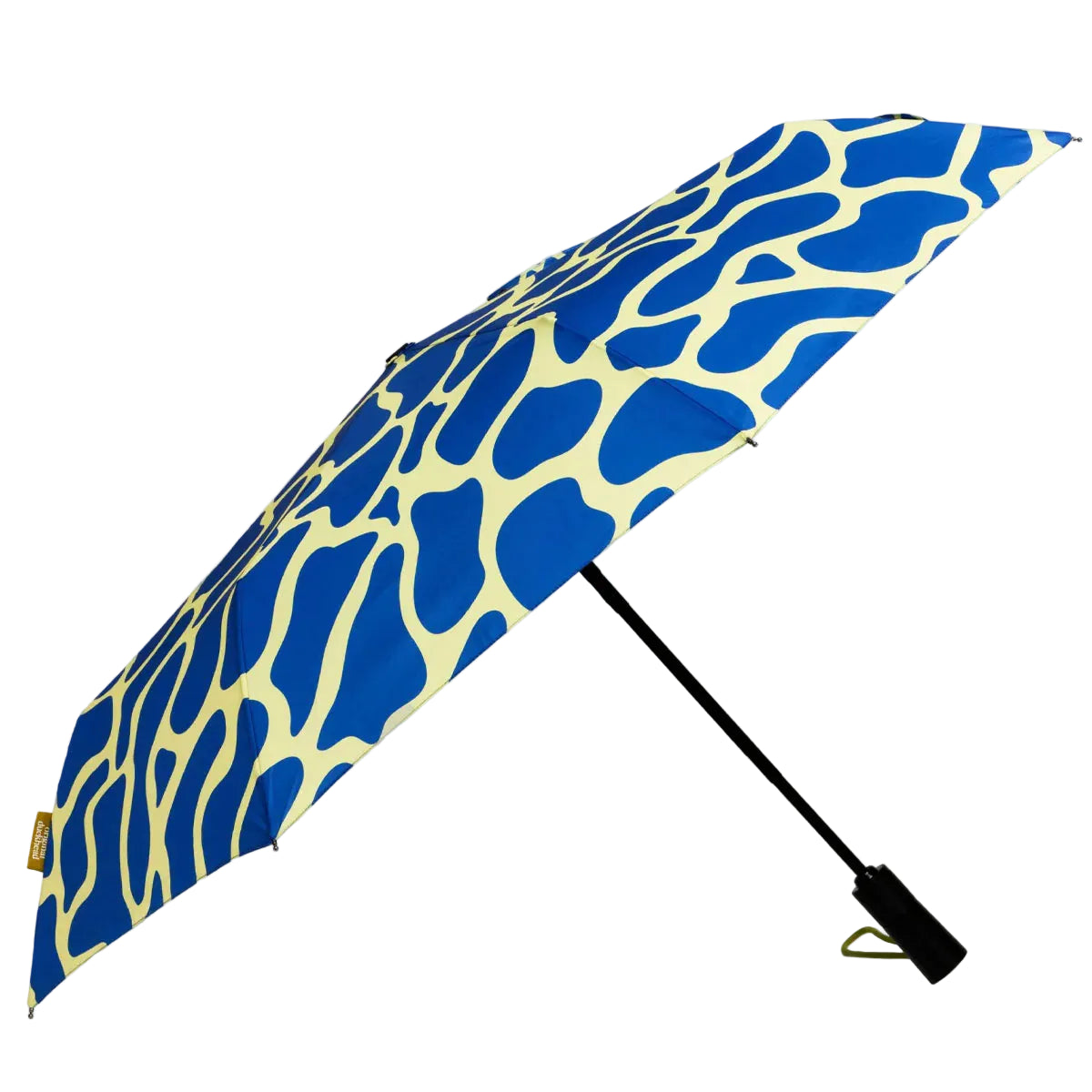 Blue and yellow patterned umbrella on a white background