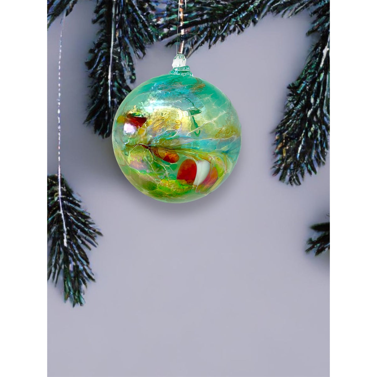 Iridescent Glass Ornament – Green