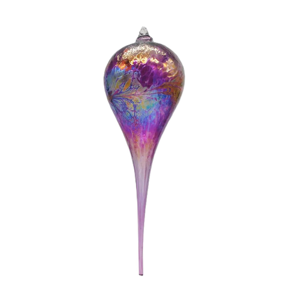 Iridescent Glass Ornament – Purple Cone
