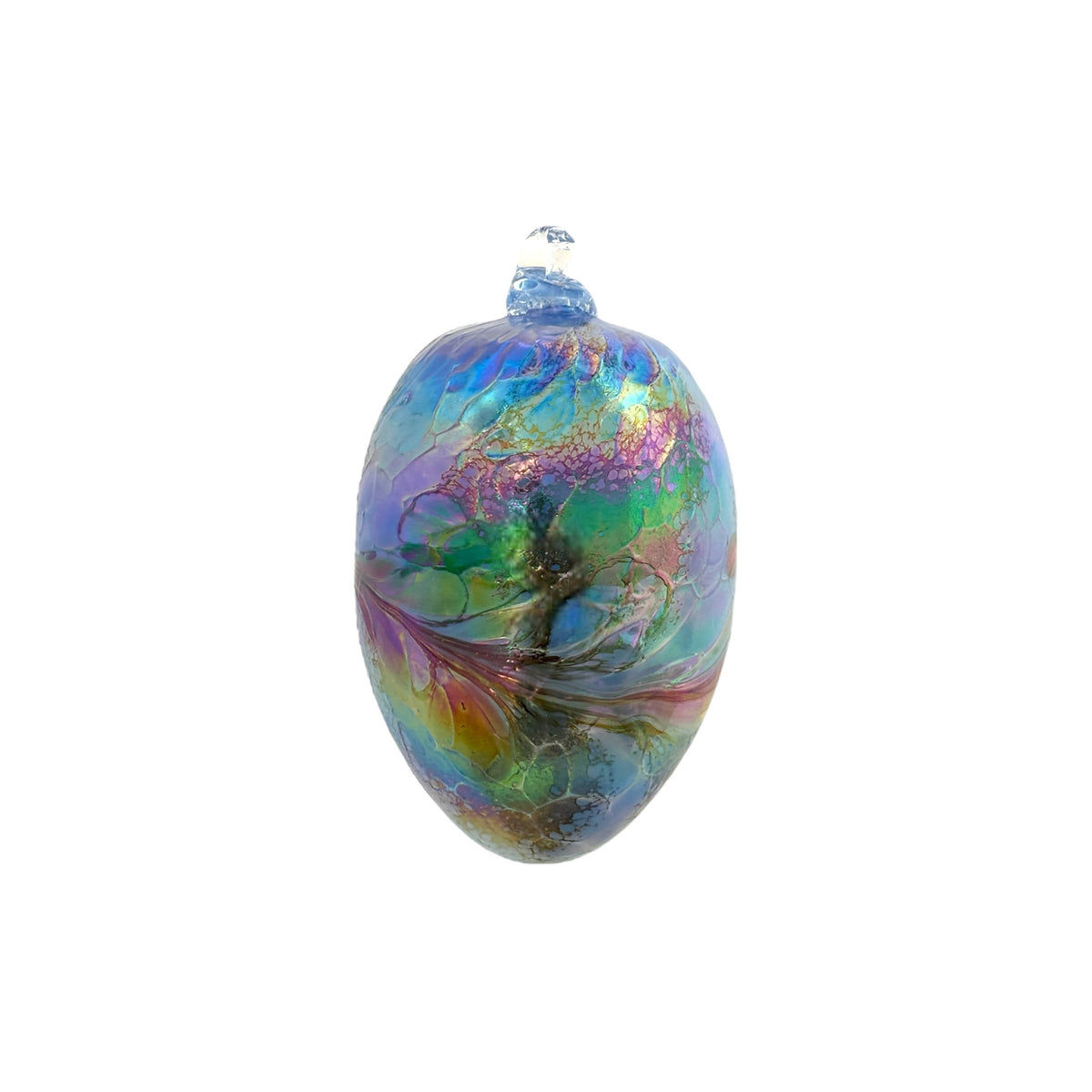 Iridescent Glass Ornament – Blue