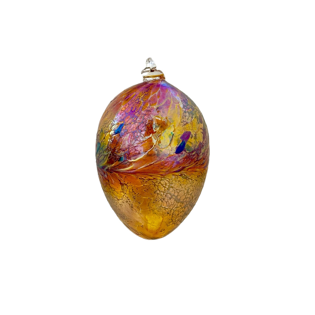 Iridescent Glass Ornament – Soft Gold