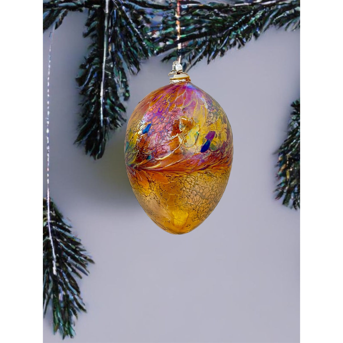 Iridescent Glass Ornament – Soft Gold