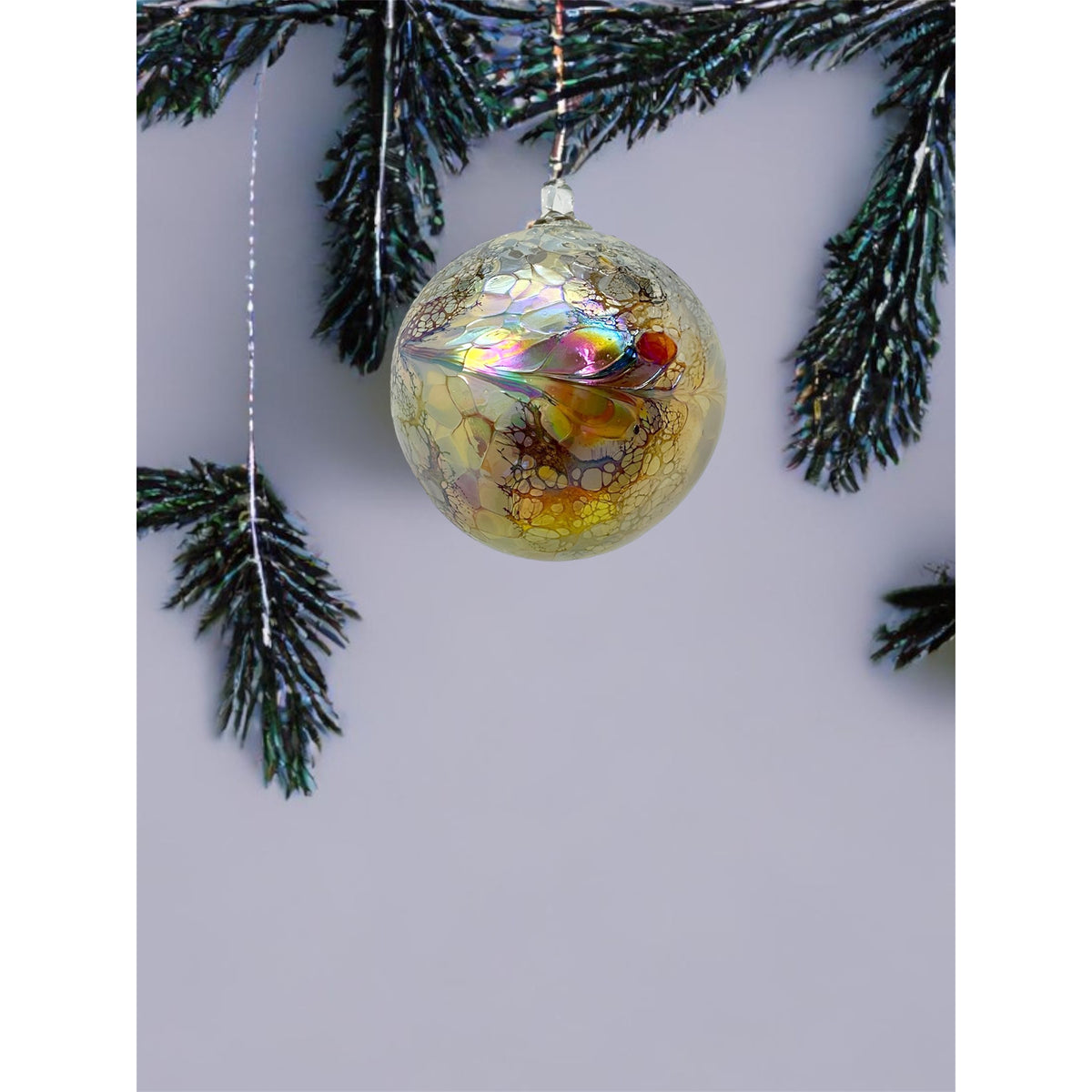 Iridescent Glass Ornament - Beige