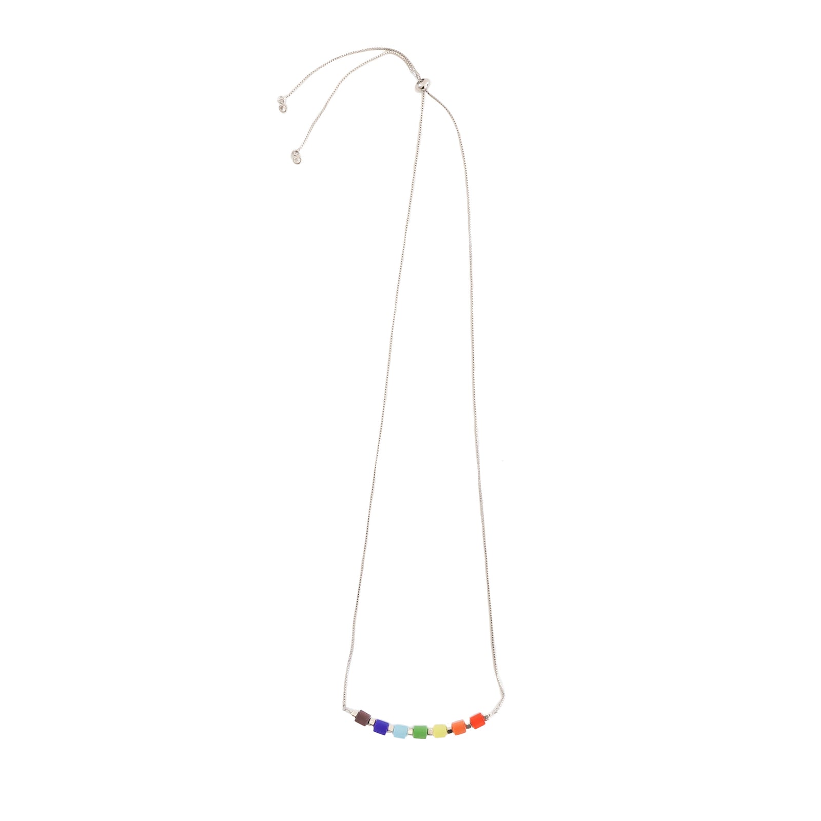 Necklace with colorful beads on a white background