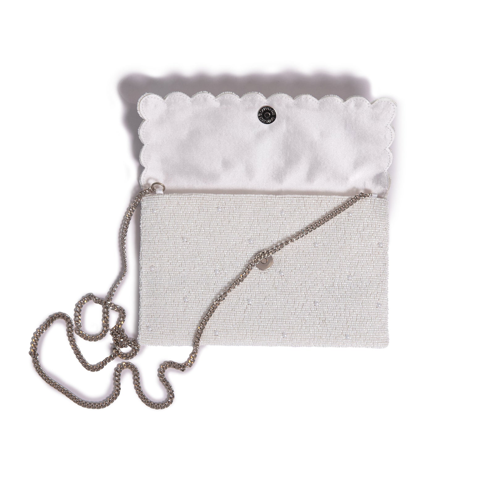 Pearl clutch on white background