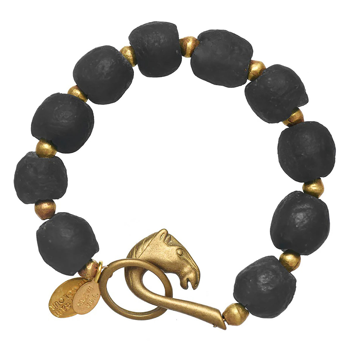 Graphite Glass Horse Bracelet