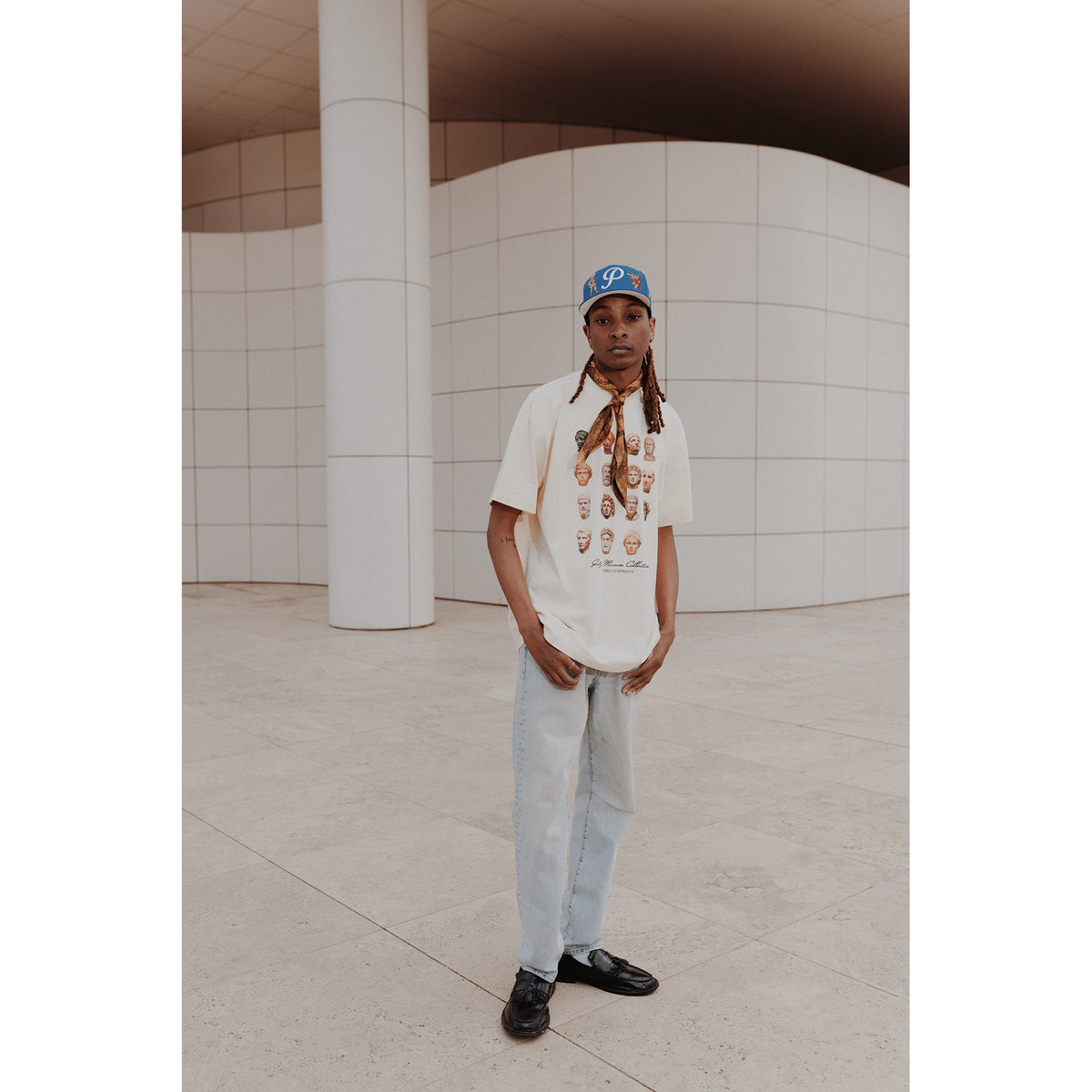Sculpture Heads Graphic Tee - Cream