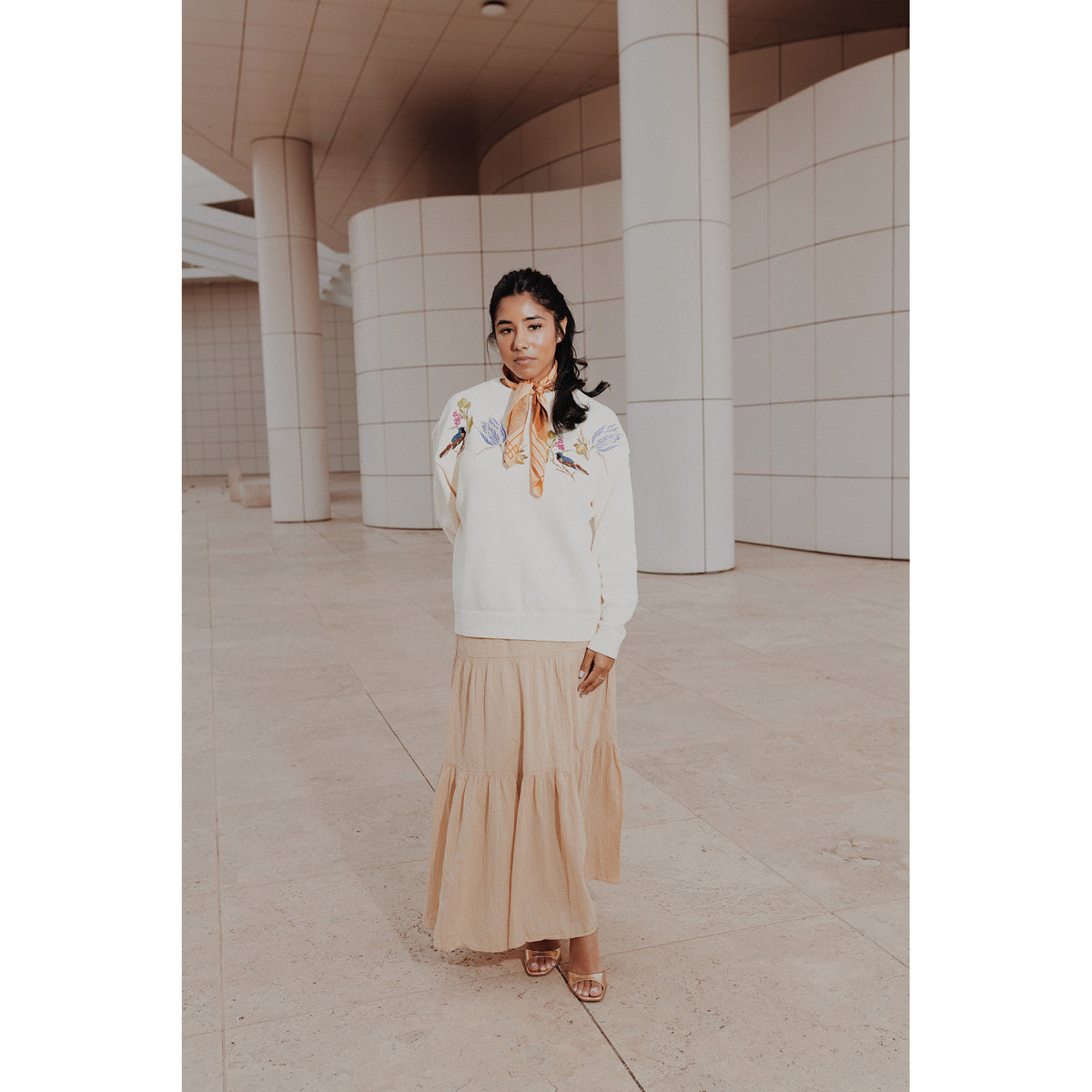 Witte Marvelje Knitted Embroidery Crewneck - Cream