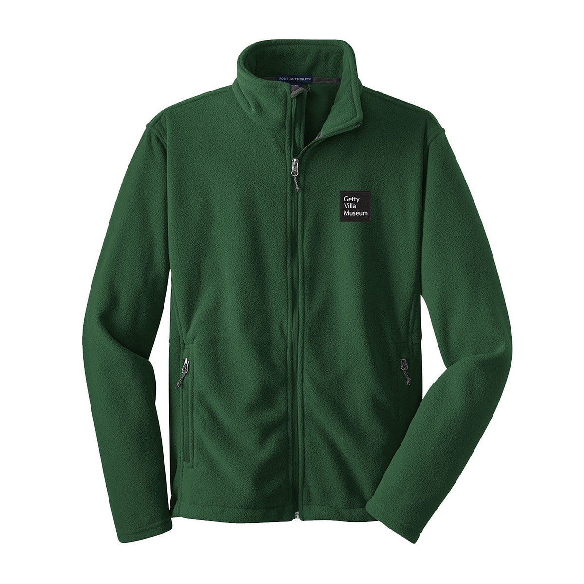 Green jacket with a logo on a white background