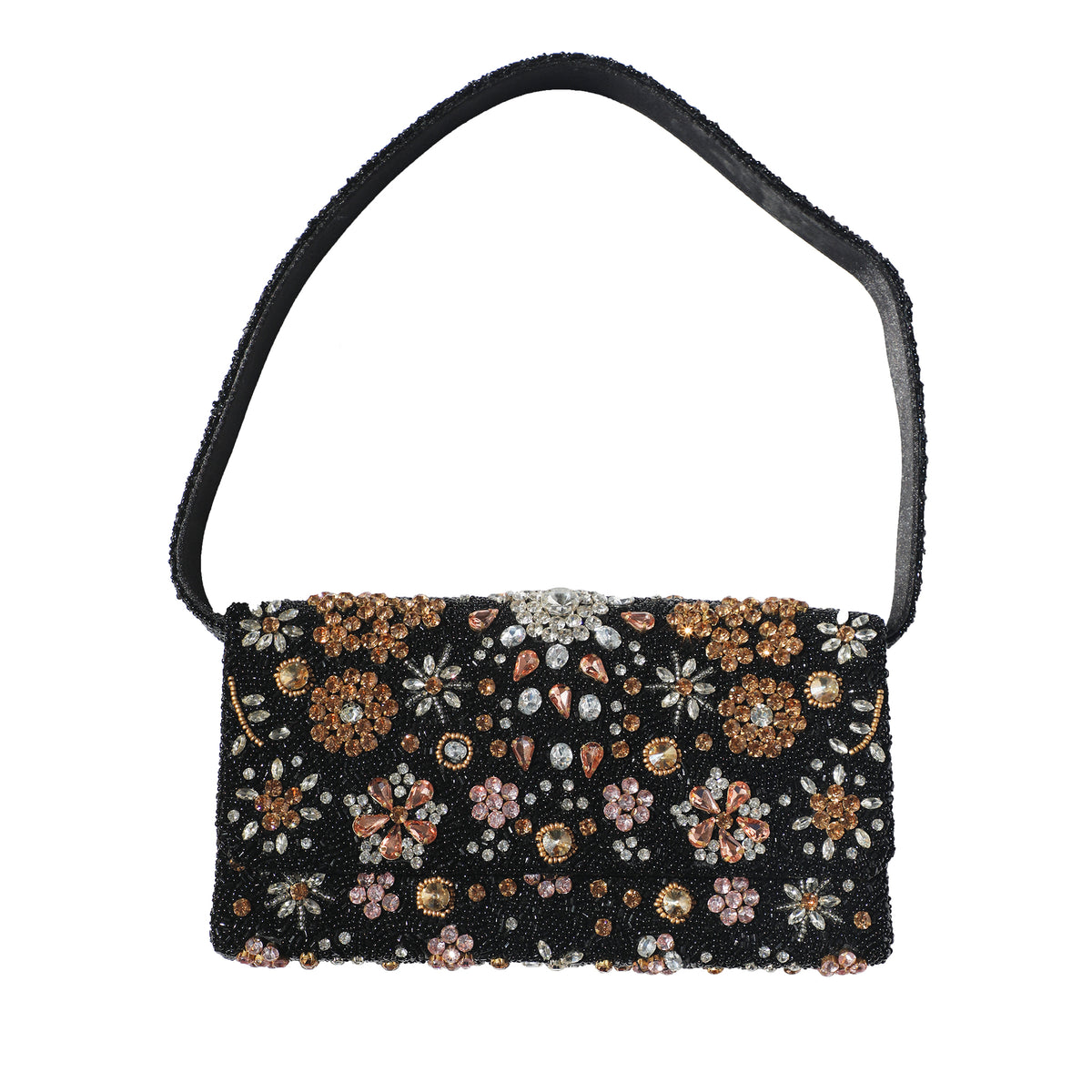 Beaded Crystal Shoulder Bag - Metallic