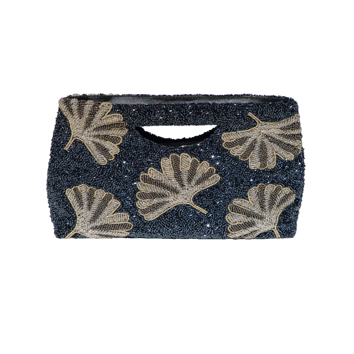 Beaded Lotus Handbag - Gunmetal