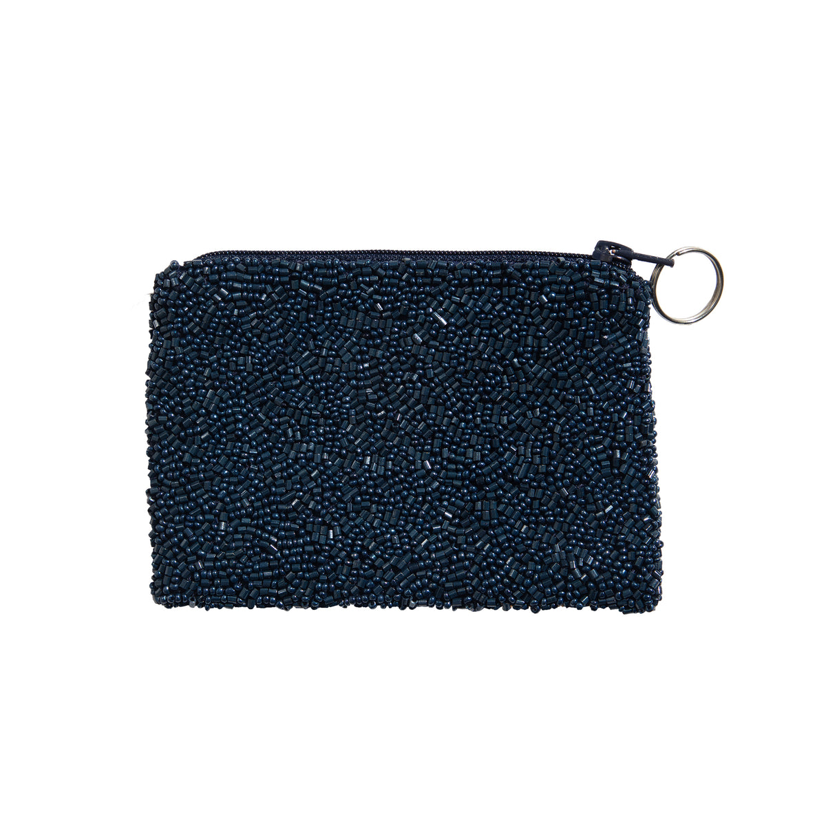 Beaded Lotus Coin Purse Keychain - Gunmetal