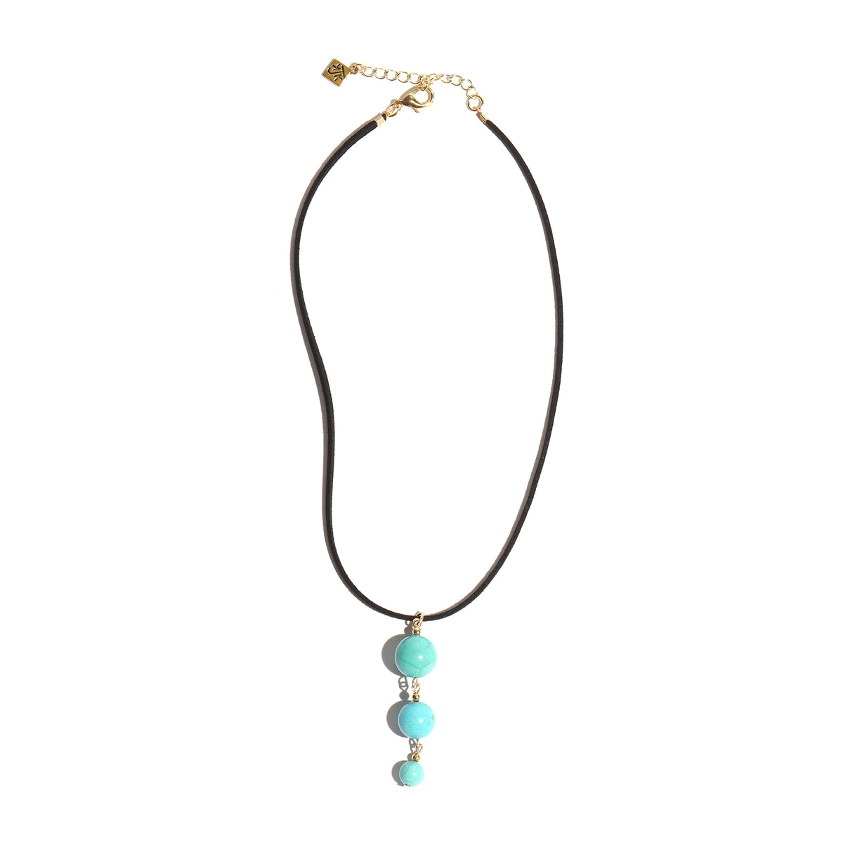 Necklace with turquoise beads on a white background
