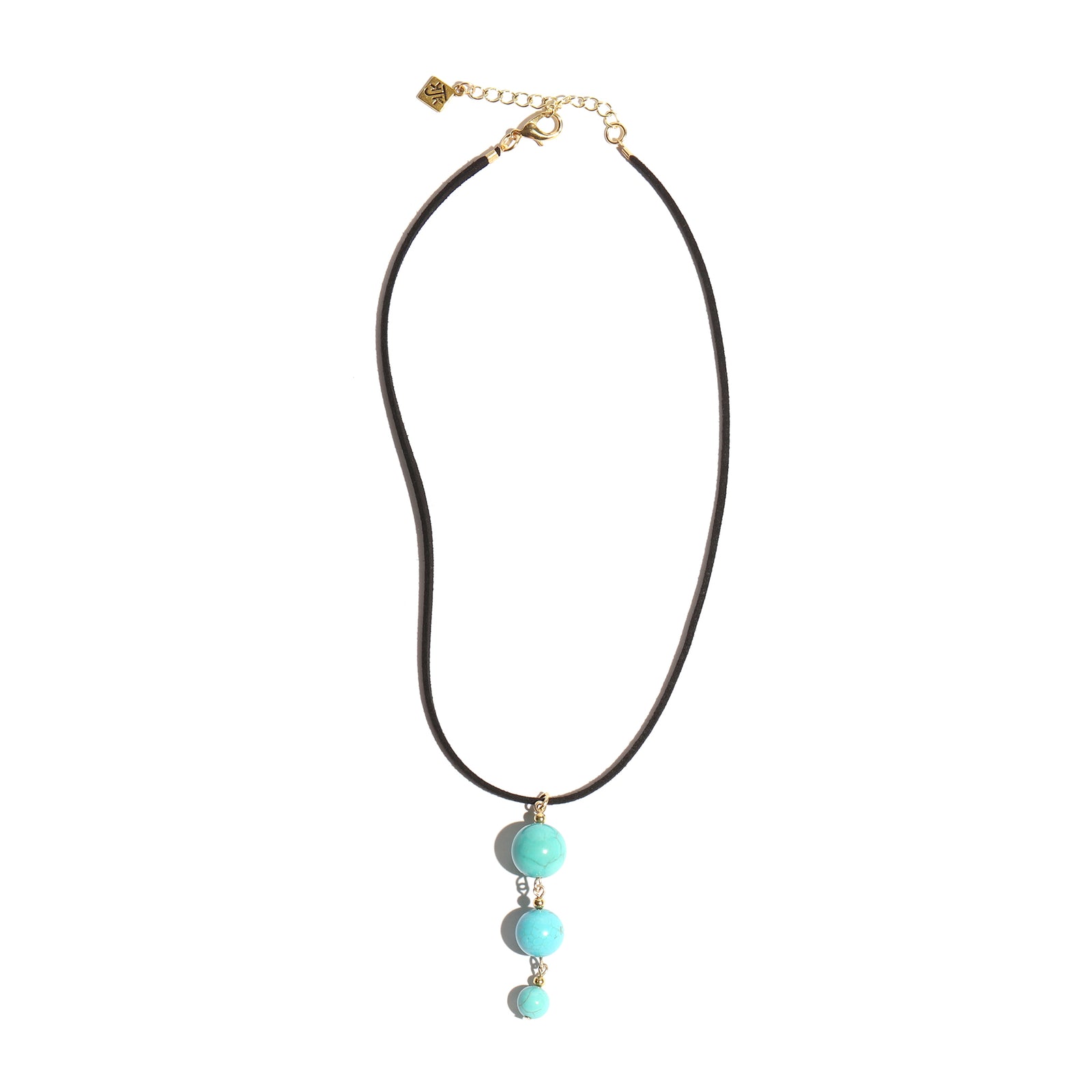 Necklace with turquoise beads on a white background