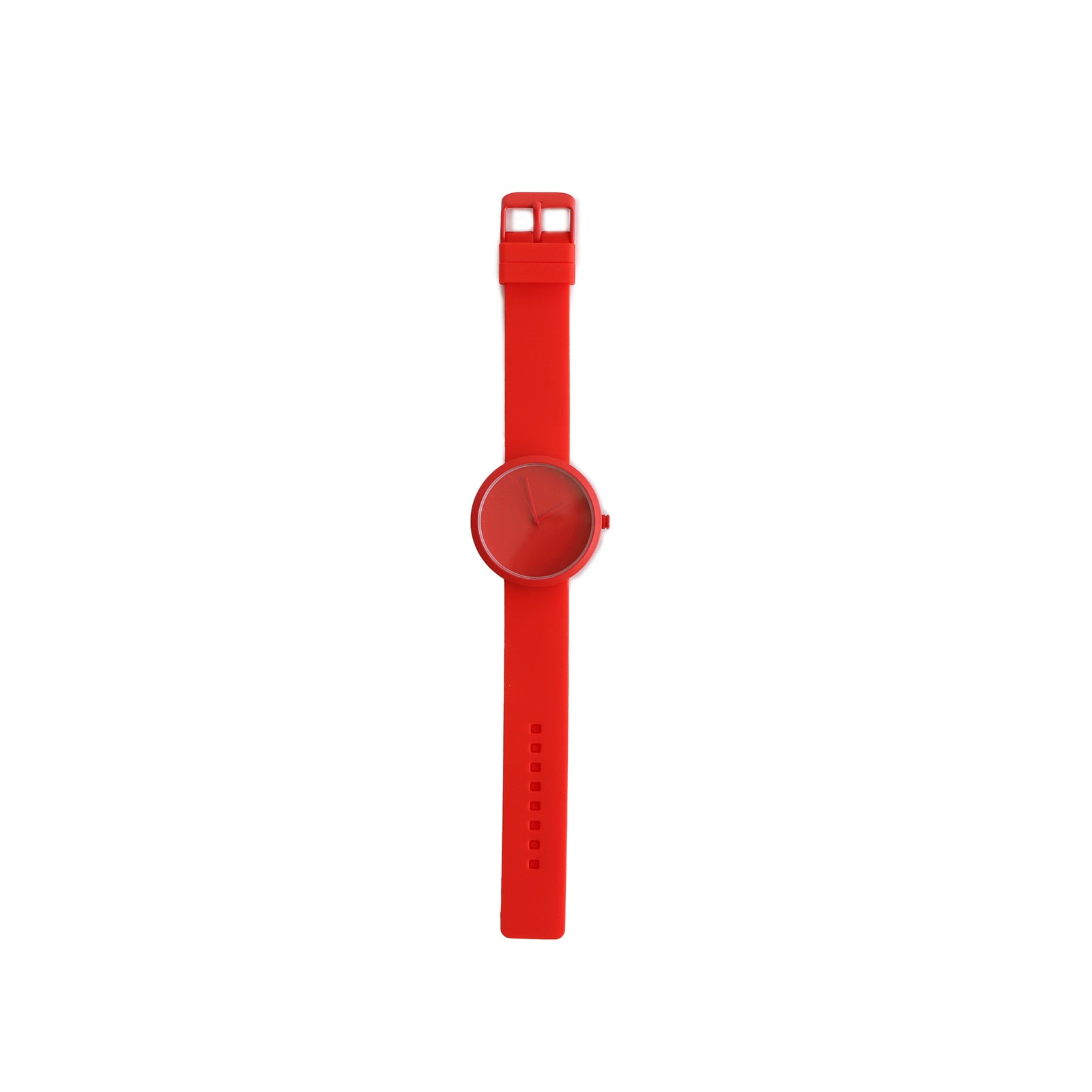 Red watch with a matching strap on a white background