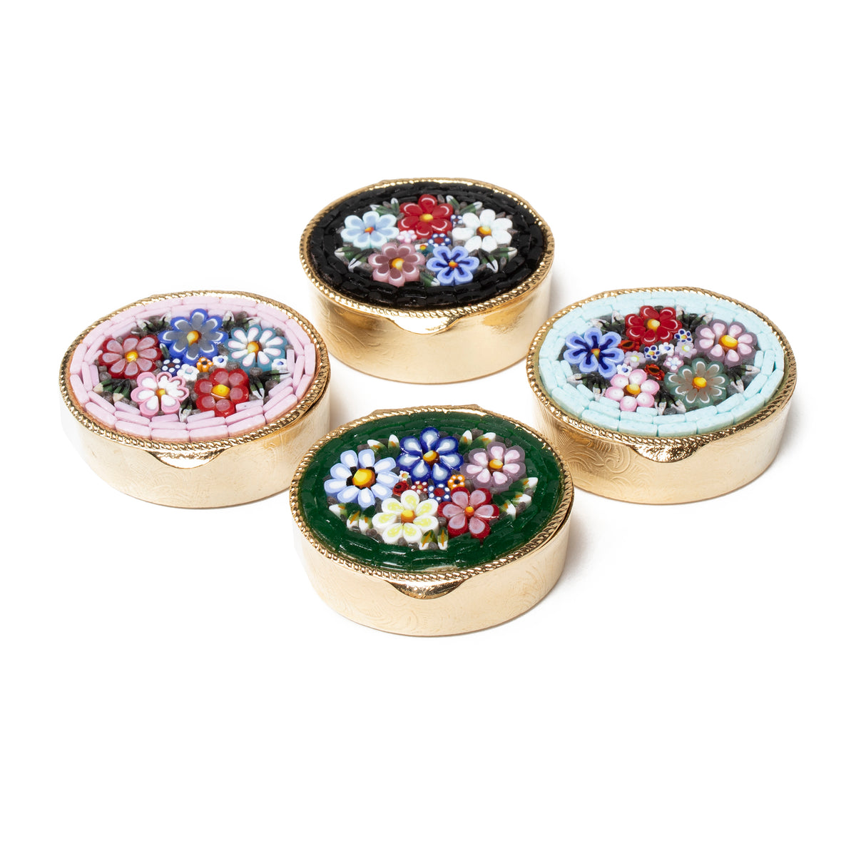 Murano Glass Mosaic Pill Box- Oval- Multiple Pill Boxes Shown | Getty Store