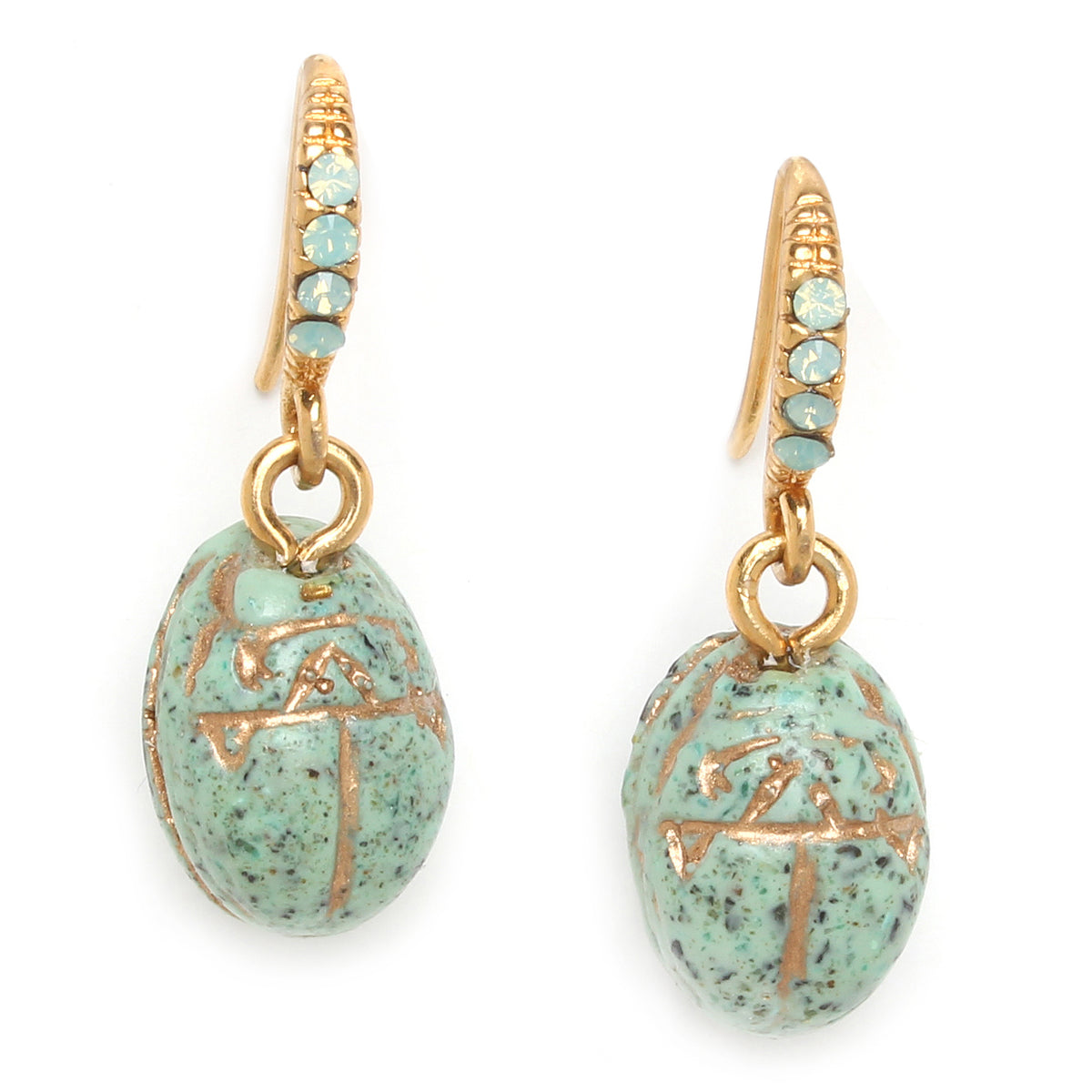 Turquoise Scarab Hook Earrings