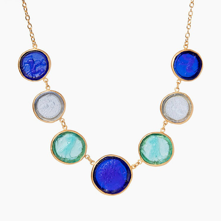 Glass Multi-Coin Motif Necklace