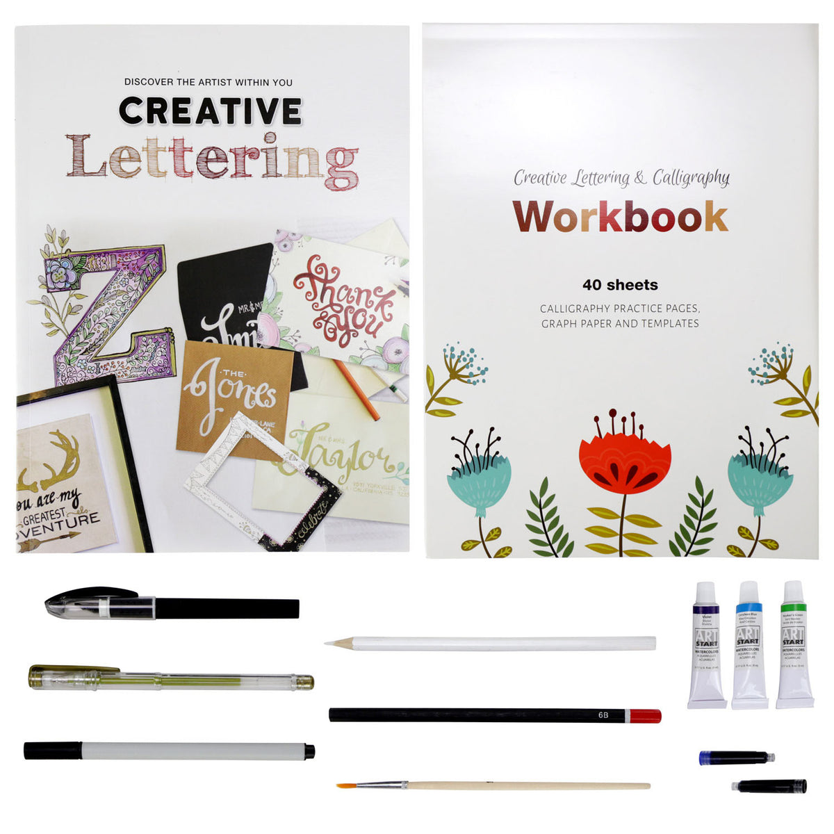 SpiceBox Learn Calligraphy Set for Kids with Book, Beginners Childrens Hand  Lettering Penmanship Learning Kit