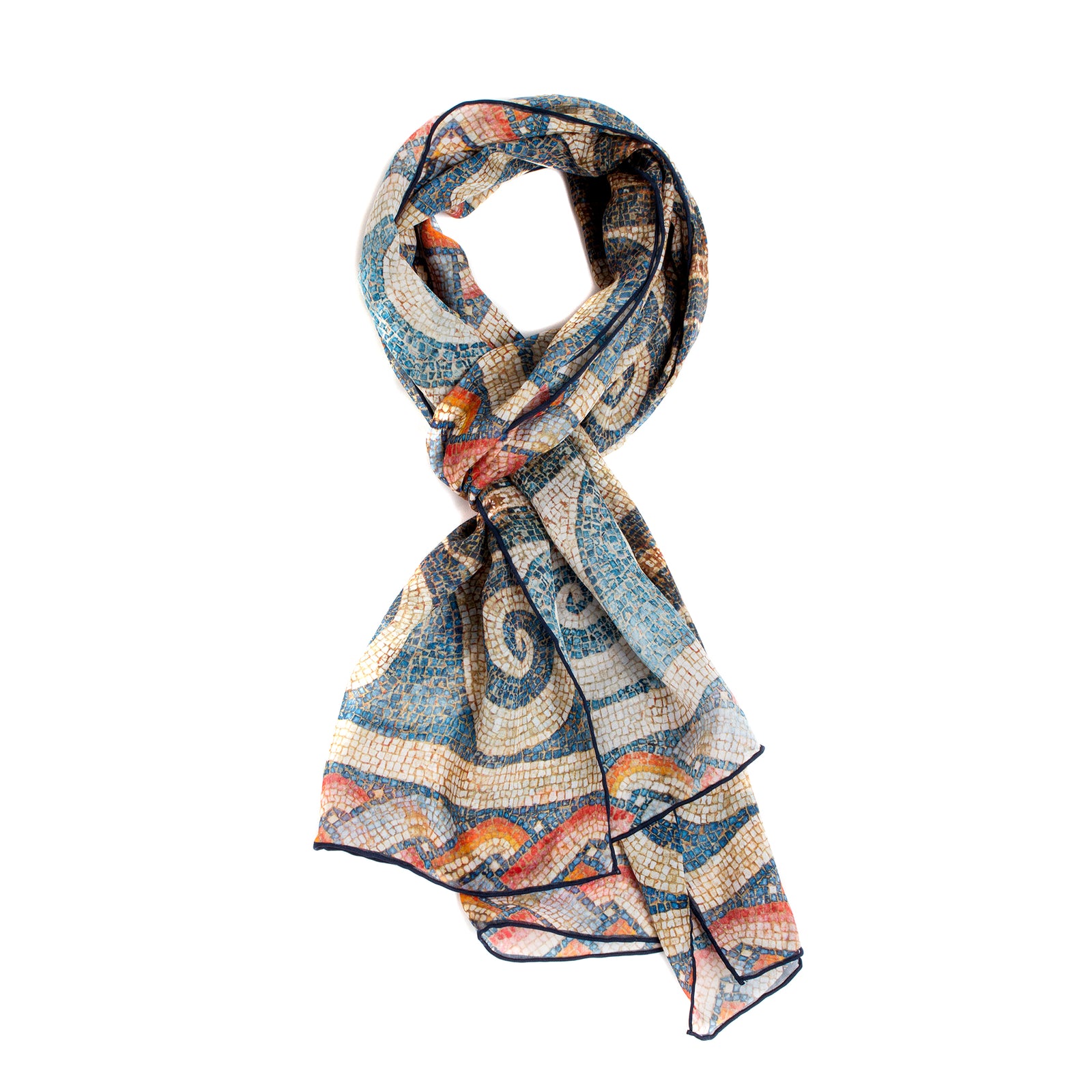 Roman Mosaic Pattern Silk Chiffon Scarf | Getty Store