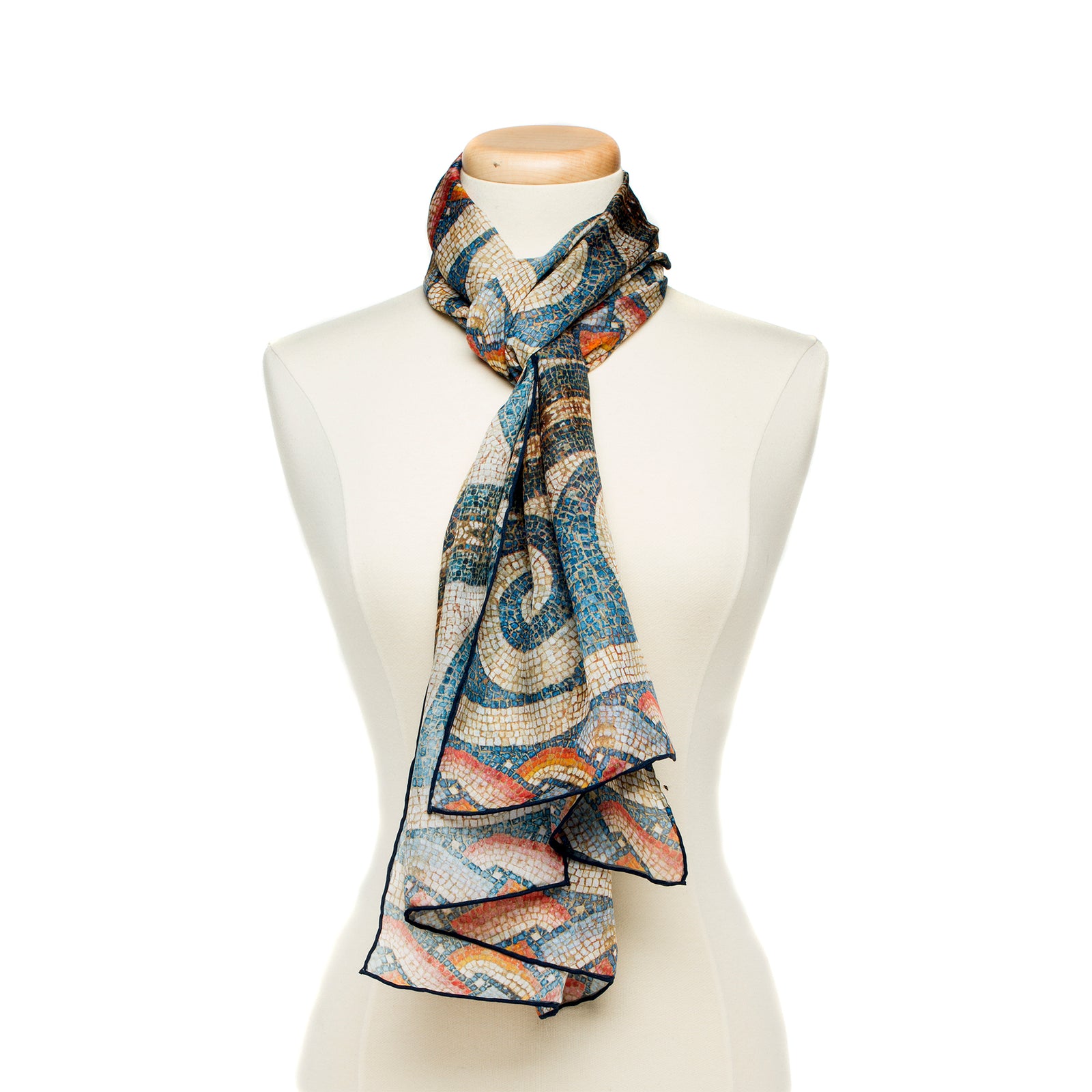 Roman Mosaic Pattern Silk Chiffon Scarf | Getty Store