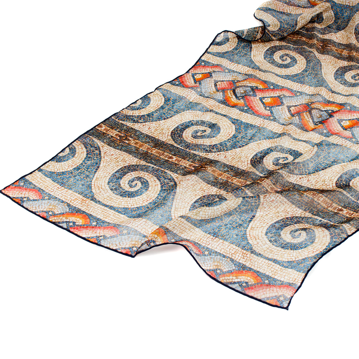 Roman Mosaic Pattern Silk Chiffon Scarf | Getty Store