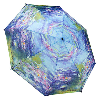 Monet&#39;s Water Lilies Reverse Close Folding Umbrella