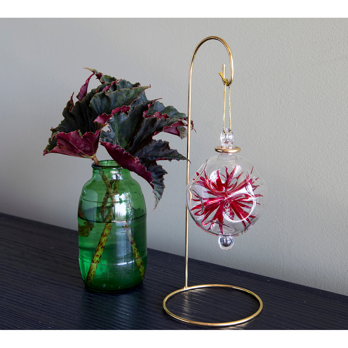 Blown Glass Ornament - Red Blossoms