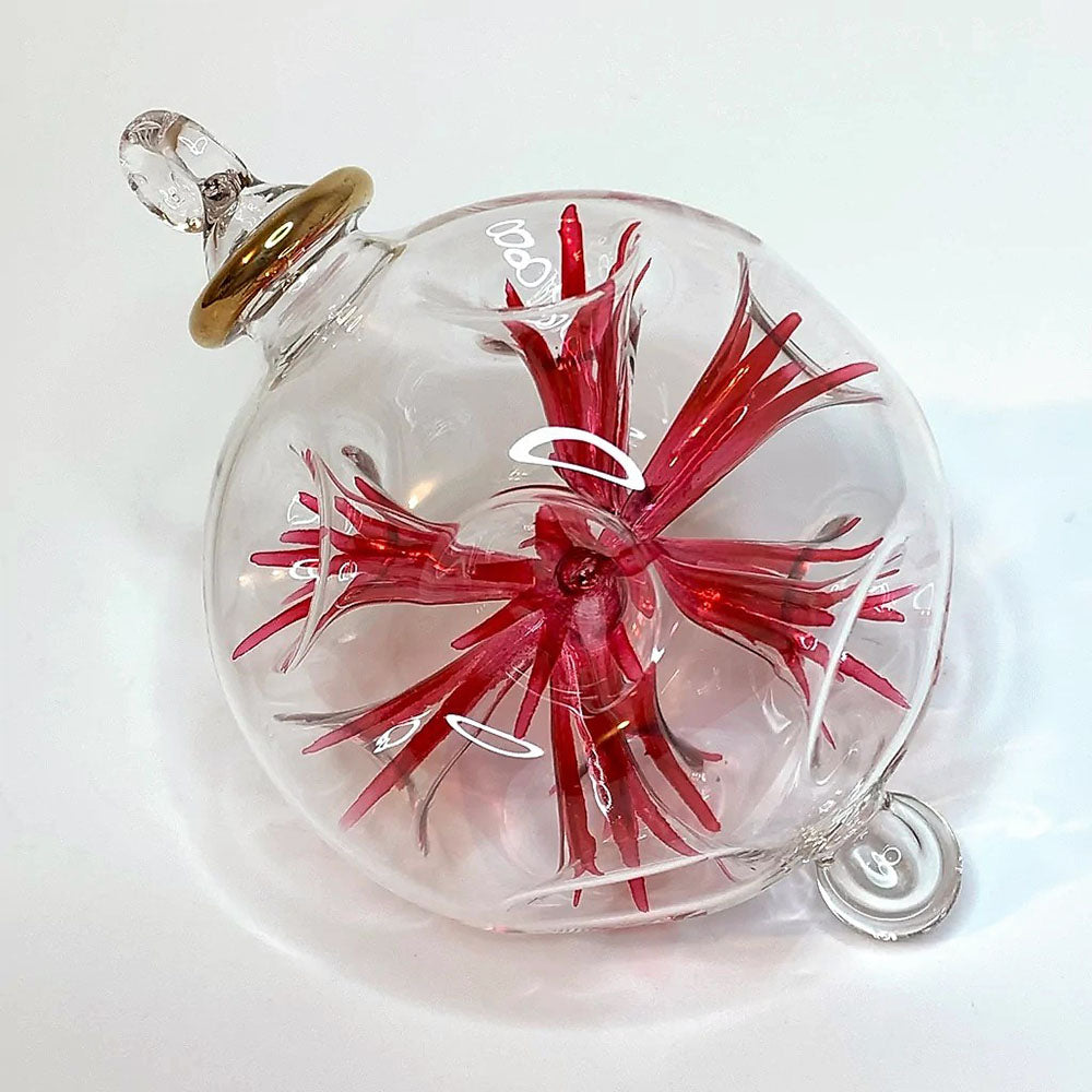 Blown Glass Ornament - Red Blossoms