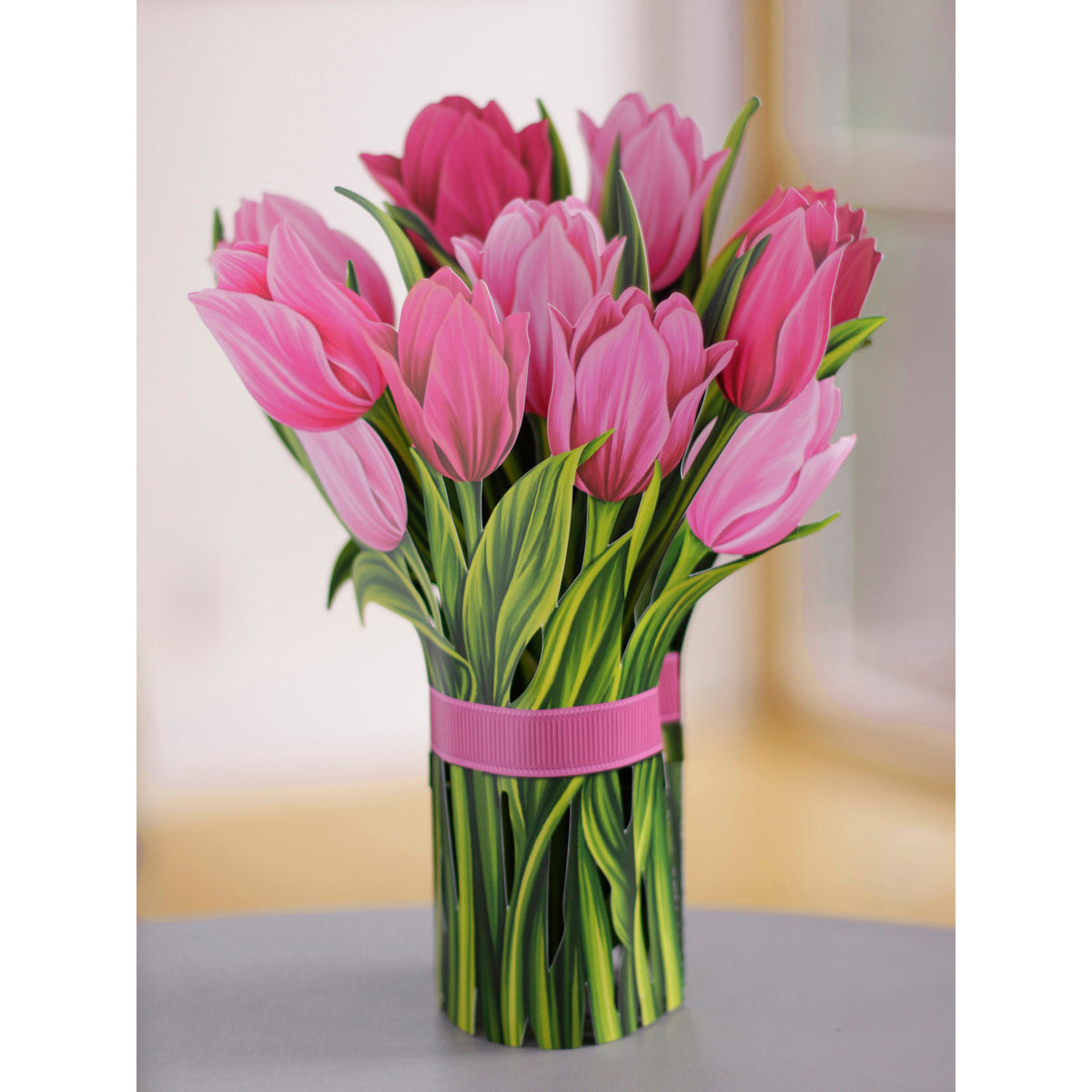 Pink Tulips Pop-Up Notecard